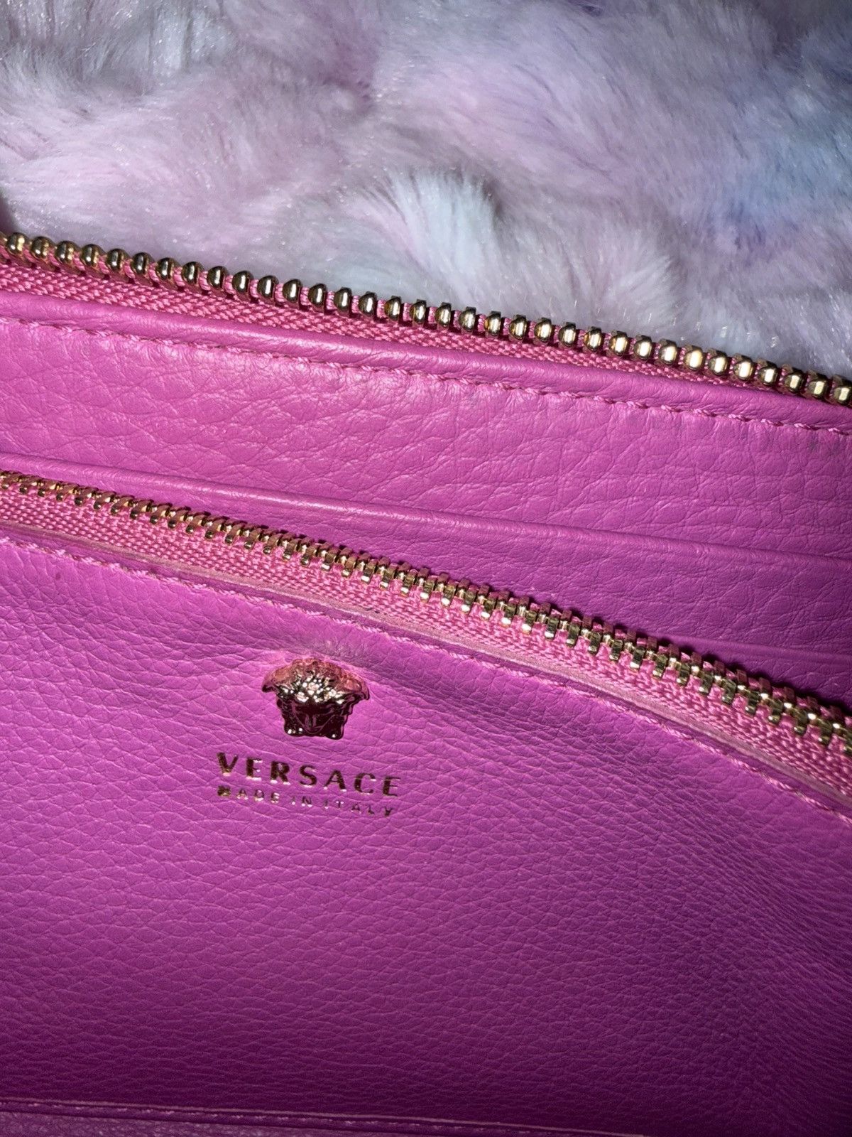 Versace Versace Magenta Pink Leather Zip-Around Wallet Size ONE SIZE - 4 Thumbnail