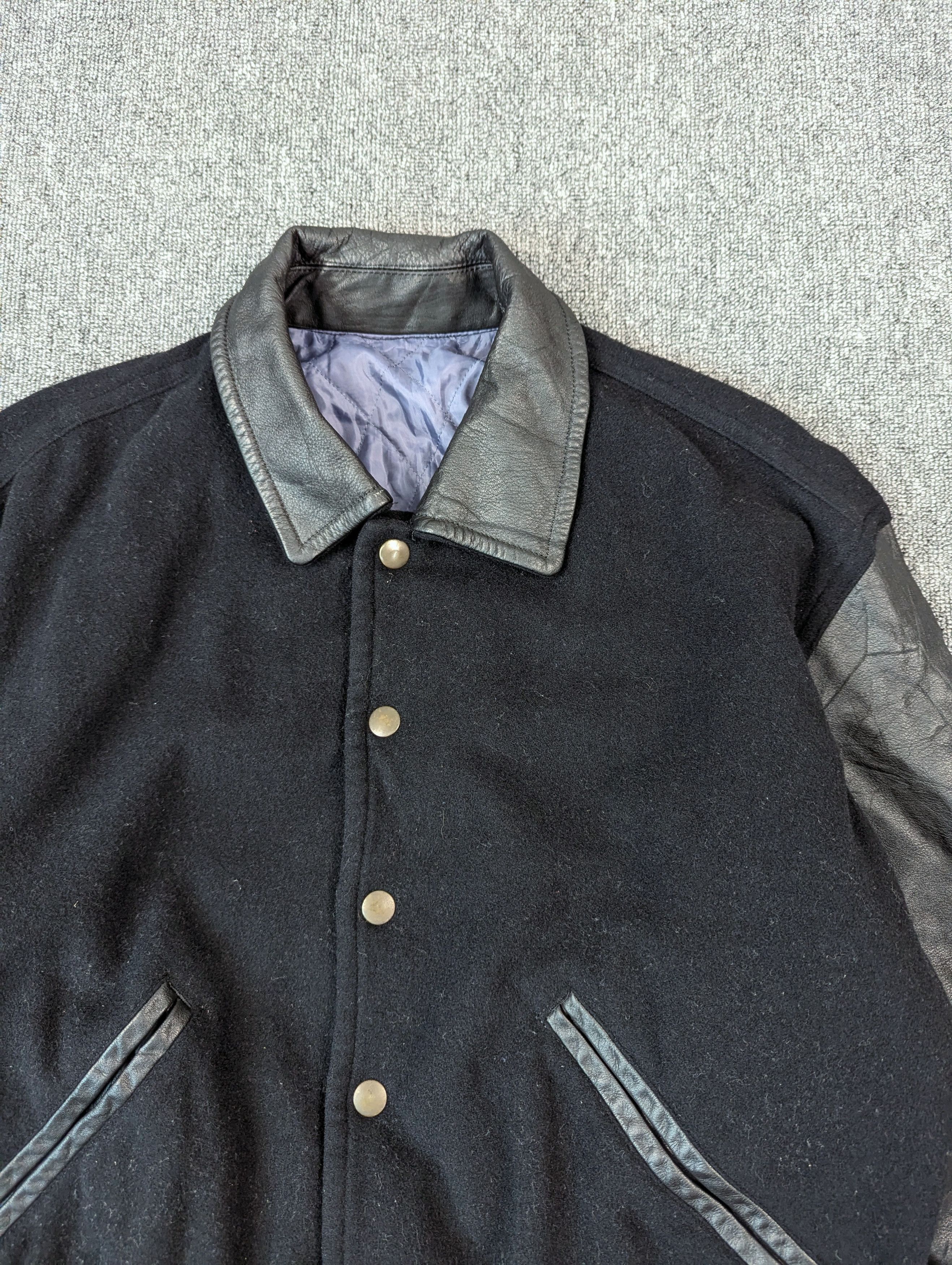 Japanese Brand Vintage Jun Men Sleeve Leather Wool Varsity Jacket Size US M / EU 48-50 / 2 - 6 Thumbnail
