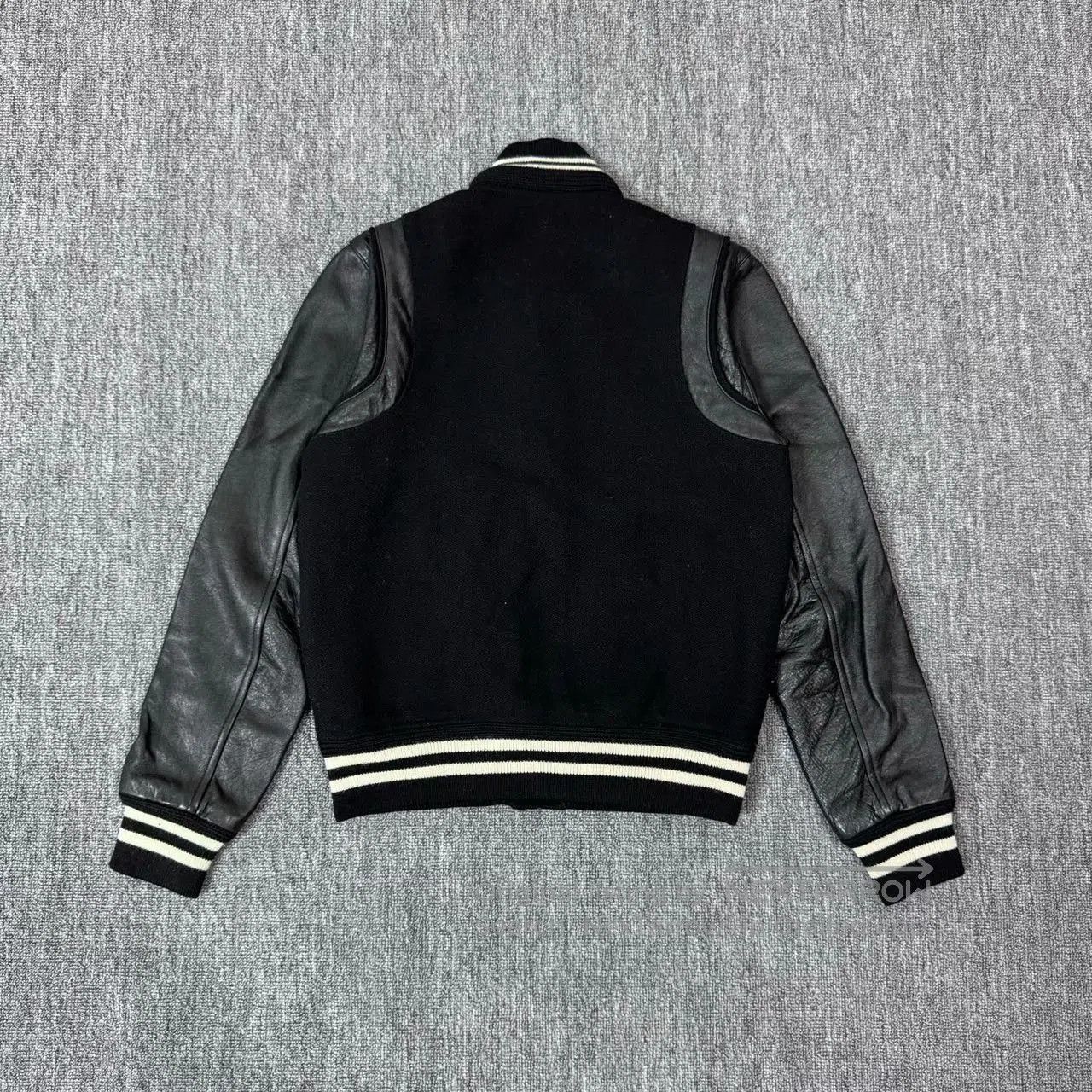 Saint Laurent Paris Saint Laurent Black Leather Sleeve Baseball Jacket. Size US M / EU 48-50 / 2 - 2 Thumbnail