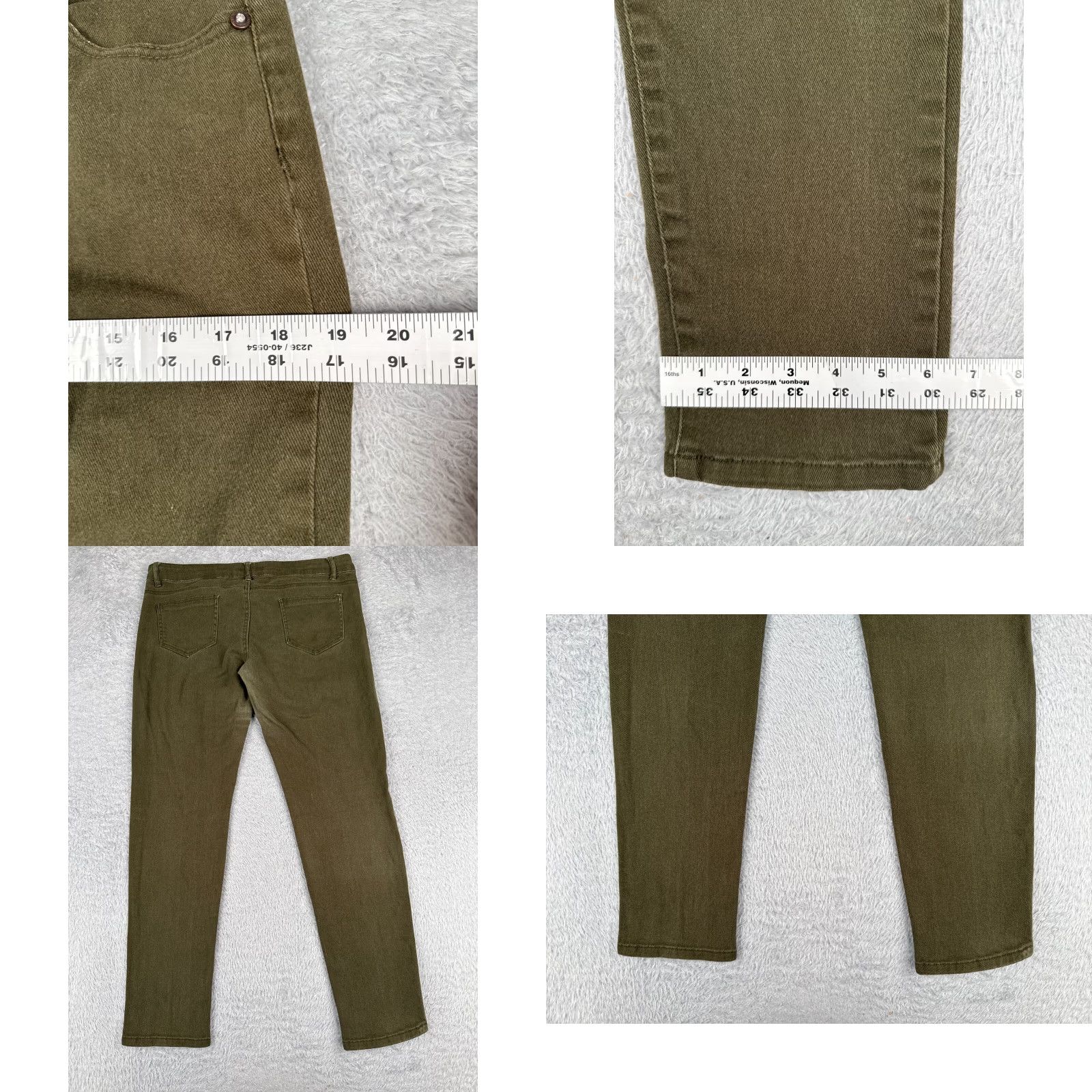 Imperial Emperial Jeans Juniors 13 Womens Green Low Rise Medium Wash Denim 33x29 5-Pocket Logo Distressed Stretch Size 34" / US 12 / IT 48 - 9 Thumbnail