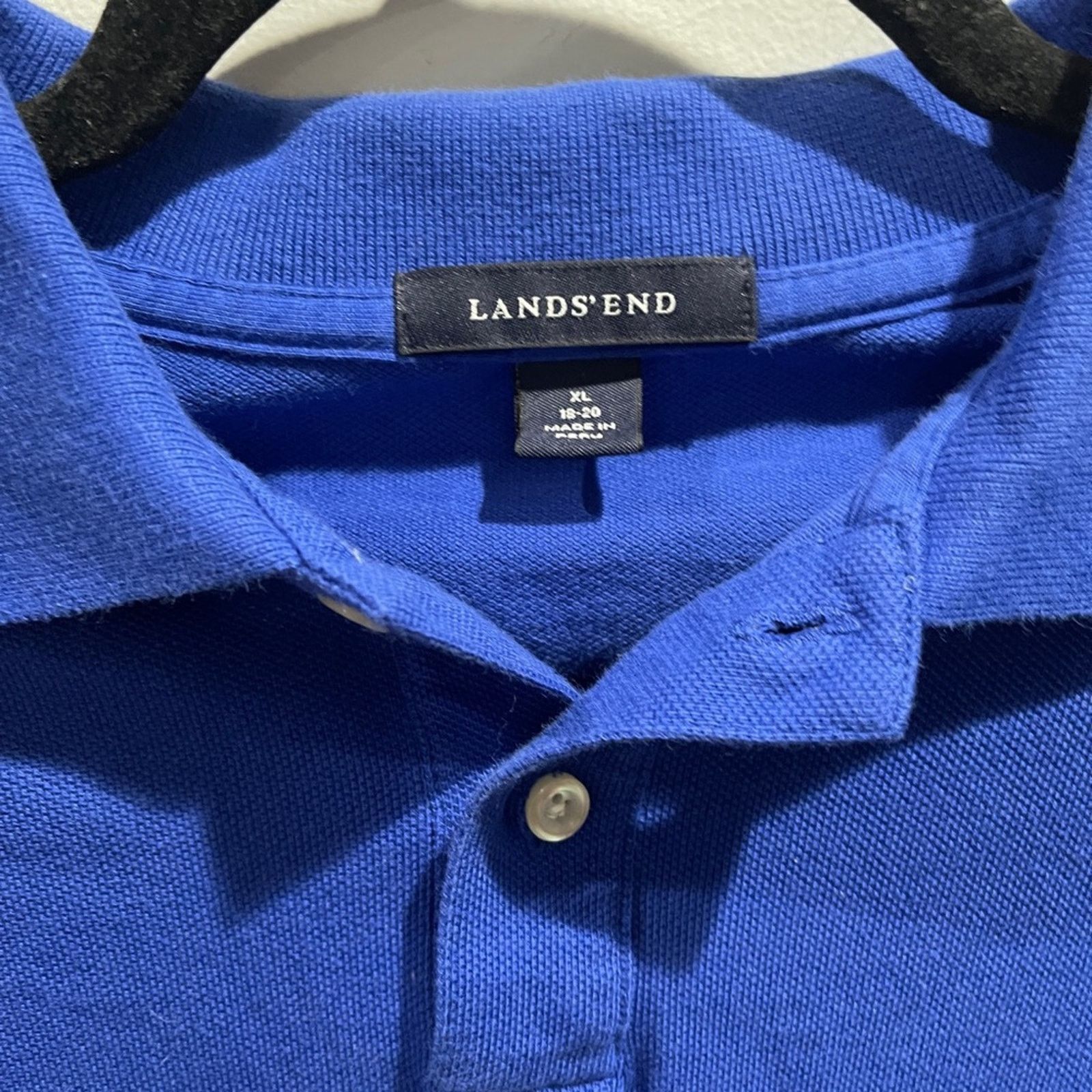 Lands' End LANDS' END Men's Cobalt Blue Short Sleeve Poly Pique Polo XL Size US XL / EU 56 / 4 - 4 Thumbnail