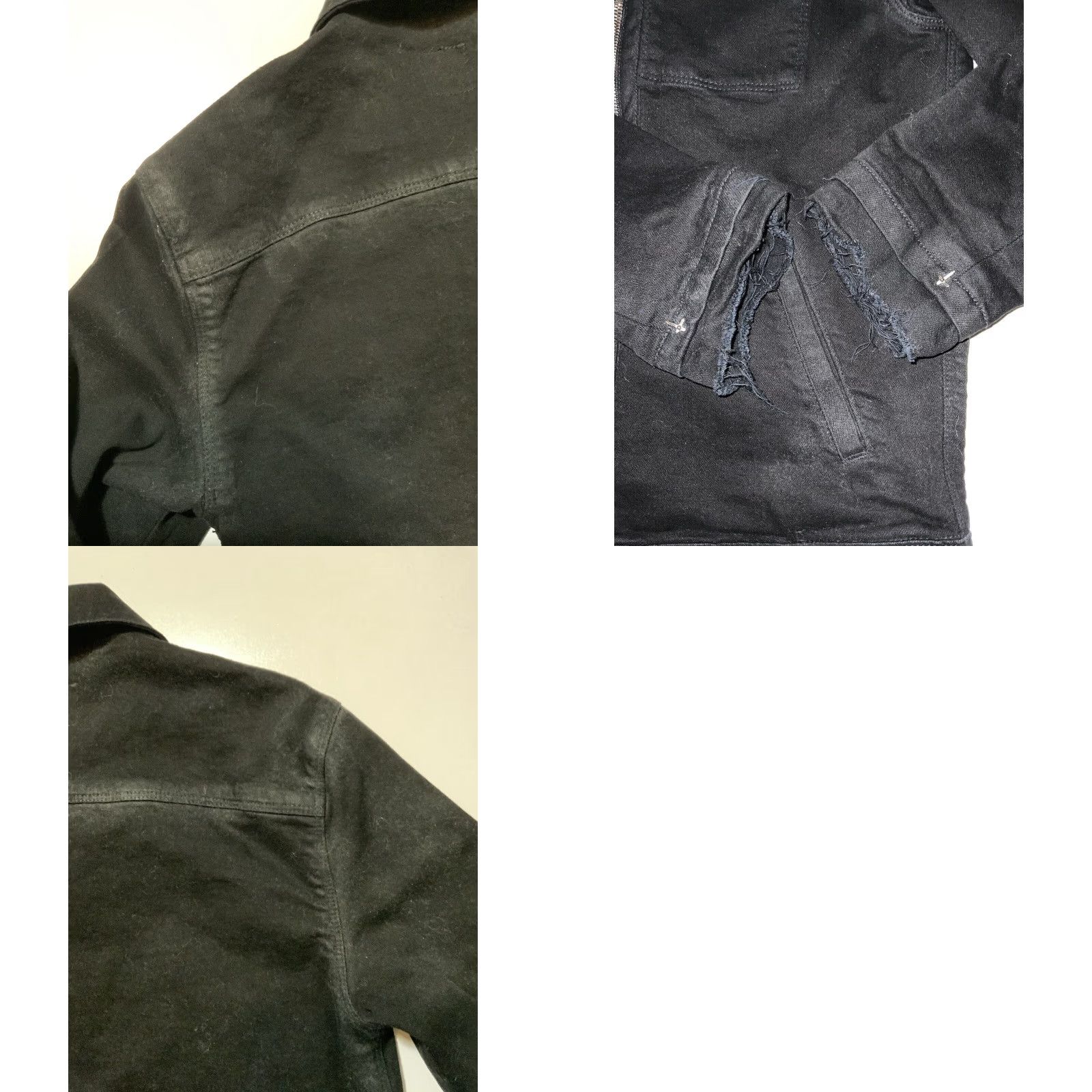 Rta VINTAGE RTA Los Angeles Black Revenge Distress Cross Denim Trucker Jean Jacket XS Men Size US 27 - 8 Thumbnail