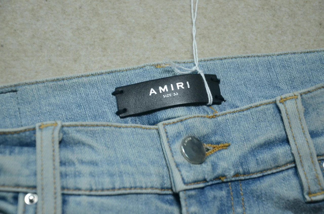 Amiri Amiri Blue Tiger Stripe Wash Distressed Jeans Size US 33 - 7 Thumbnail