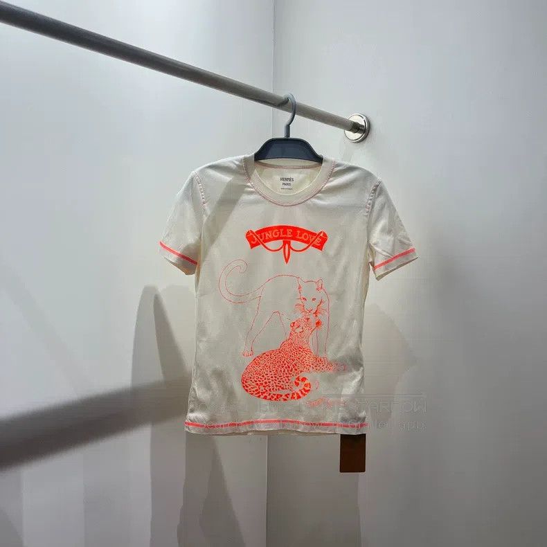 Hermes Hermes Animal Pattern Letter Round Neck Short Sleeve Size XXS / US 00 / IT 34 - 1 Thumbnail