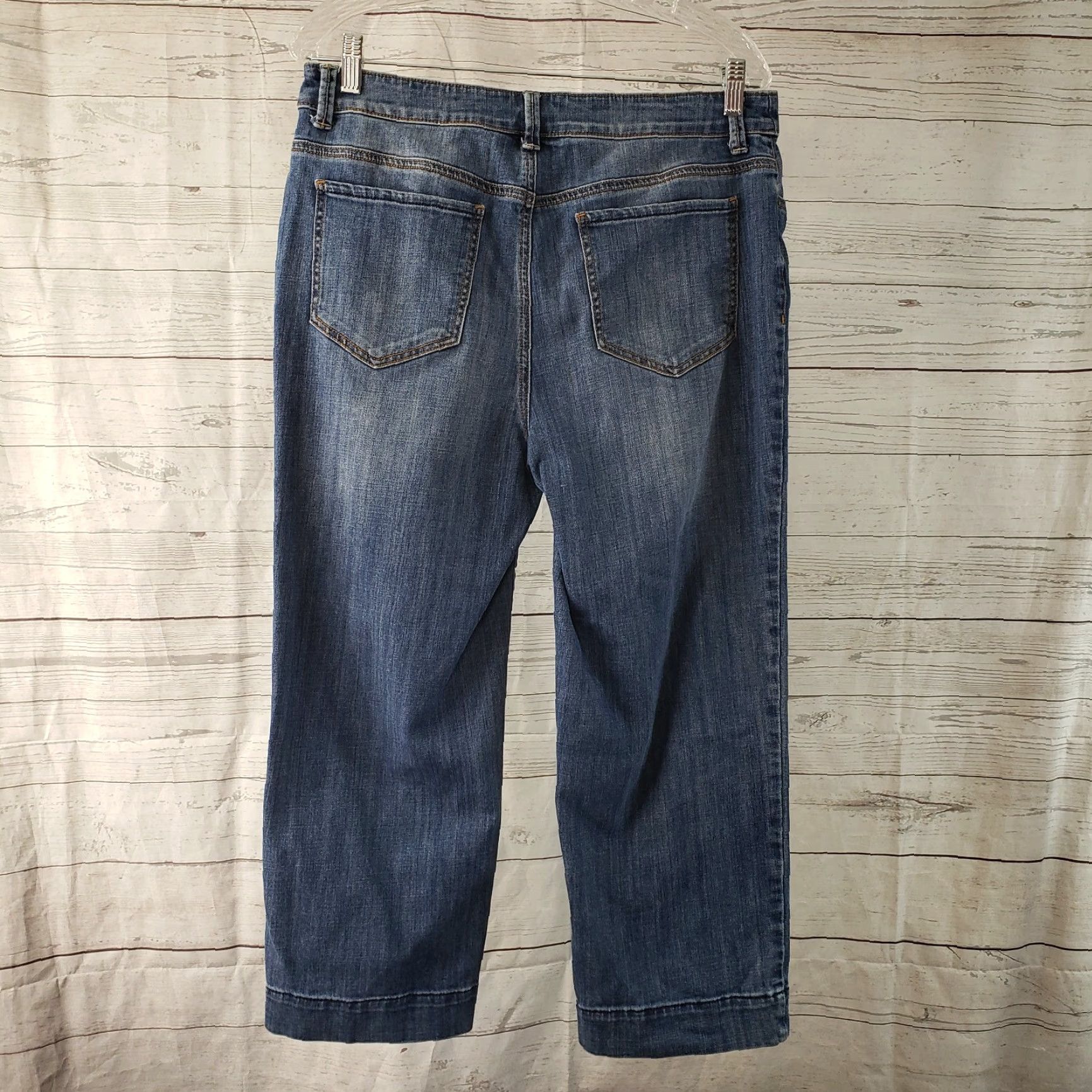 Vintage Chico's Womens Straight Crop Jeans Sz 8 Blue Medium Wash Mid Rise Denim Cotton Blend Shirt/Jeans Cropped Womens 2000s Style Size 30" / US 8 / IT 44 - 3 Thumbnail