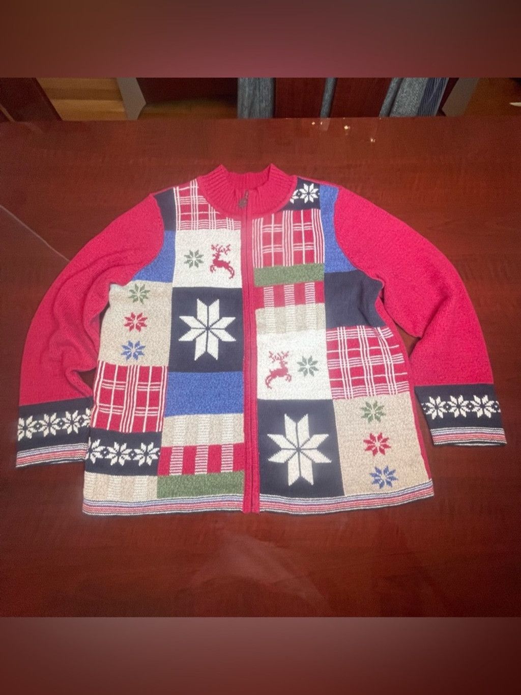 Other Christopher & Banks Vintage XL Patchwork Zip Cardigan Nordic Size XL / US 12-14 / IT 48-50 - 2 Thumbnail
