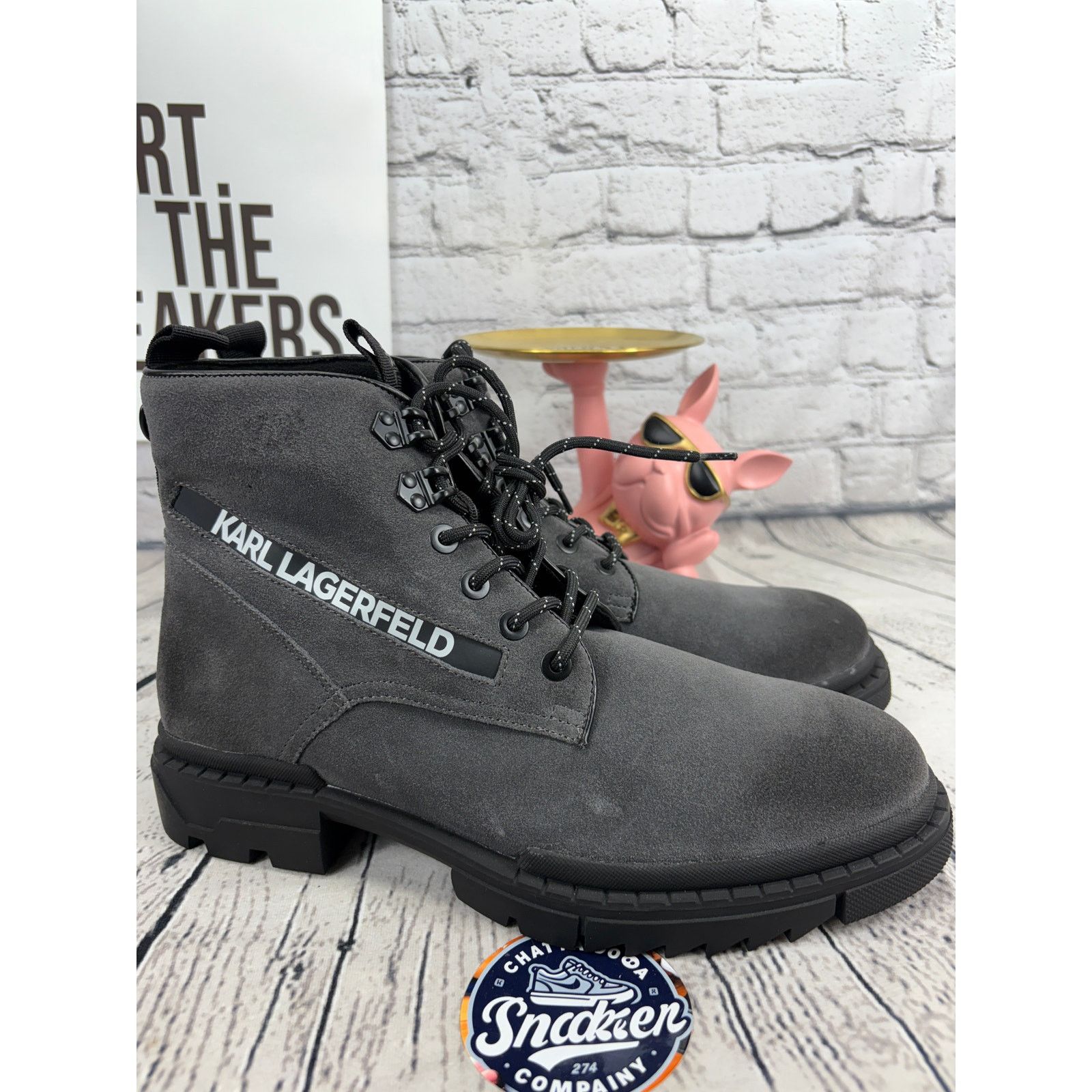 Karl Lagerfeld Karl Lagerfeld Paris Combat Boots Grained Leather Mens 13 Size US 13 / EU 46 - 1 Thumbnail