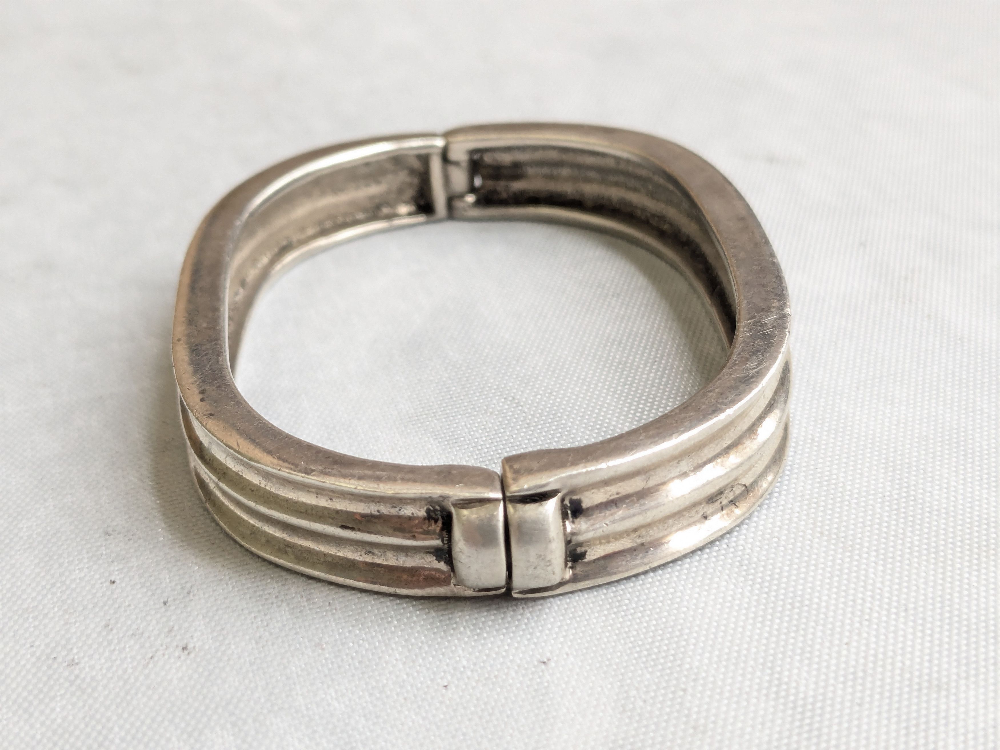 Jewelry Vintage Sterling Silver Bracelet Hinge 6.75" Espo Sig Size ONE SIZE - 2 Thumbnail