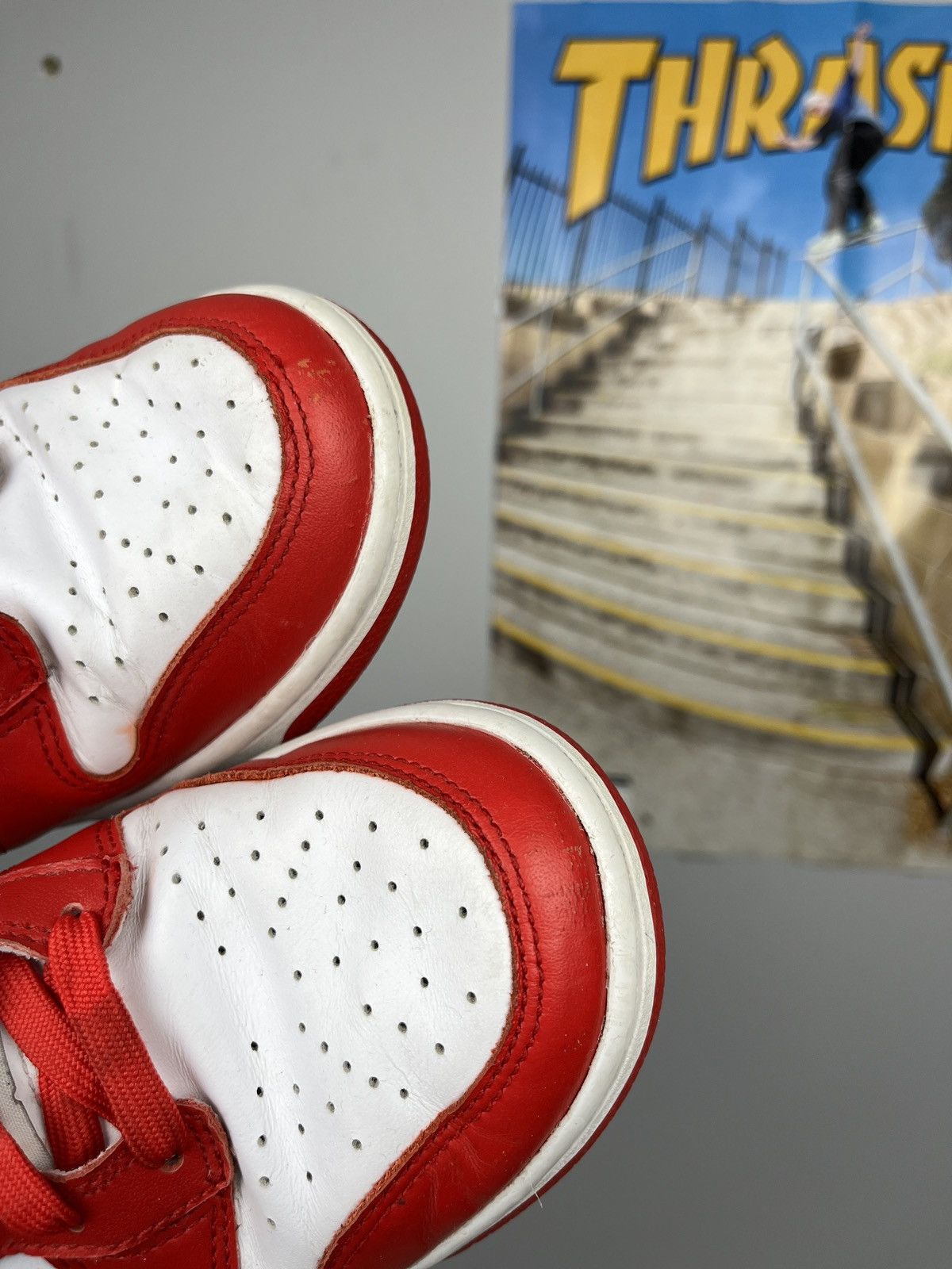 Nike ➕ Nike dunk university red high top sneakers streetwear hype Size US 8 / EU 41 - 5 Thumbnail