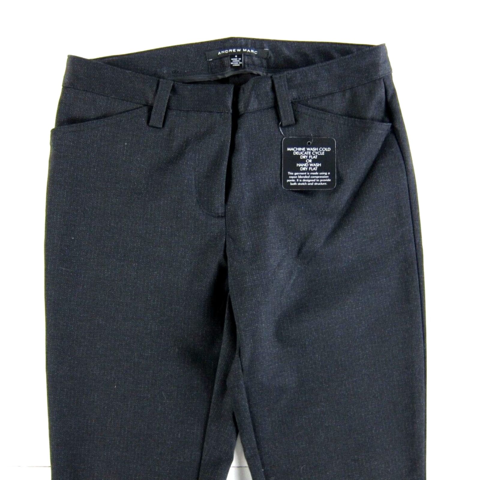 Andrew Marc NWT Andrew Marc Charcoal Black Stretch Slim Chino Work Pant Women 4 Size 27" / US 4 / IT 40 - 4 Thumbnail