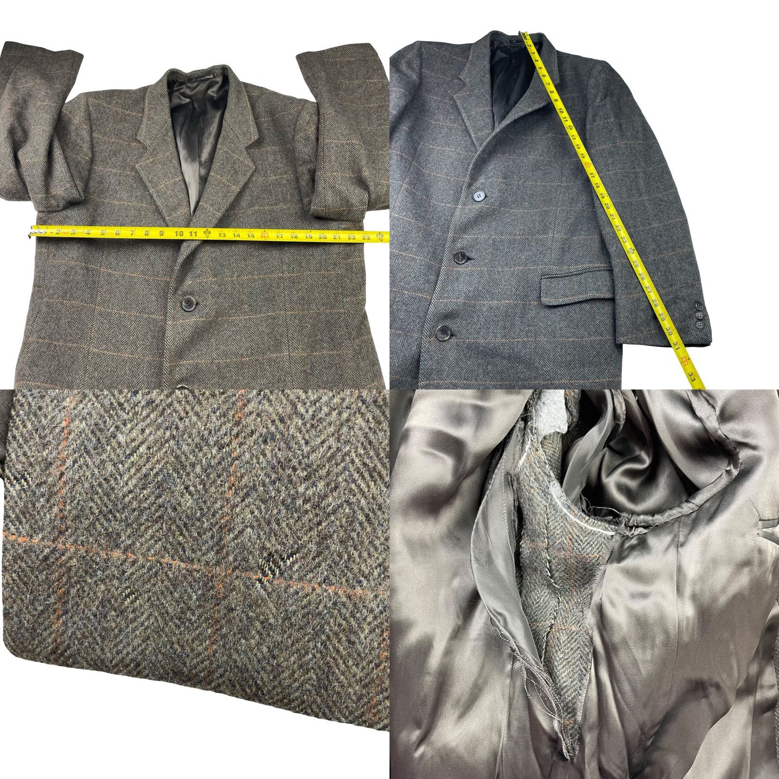 Vintage VINTAGE Bespoke Coat Overcoat Trench Wool Tweed Green/Tan Plaid Italy 43L Men's Size US XS / EU 42 / 0 - 8 Thumbnail