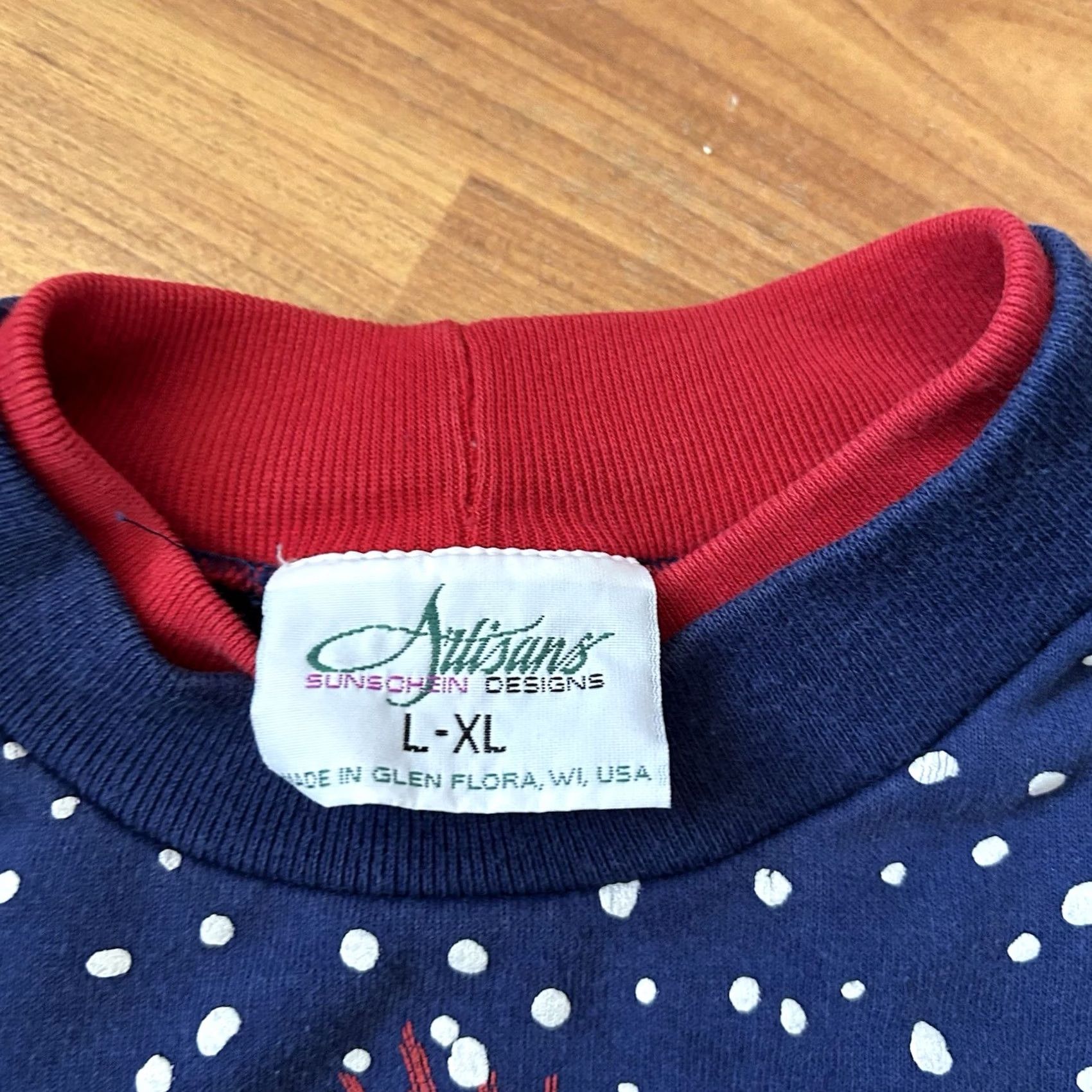 Vintage VINTAGE 90s Cardinal Bird Winter Nature All Over Print Sweatshirt XL Women Blue Pullover Activewear Shirt Size XL / US 12-14 / IT 48-50 - 4 Thumbnail