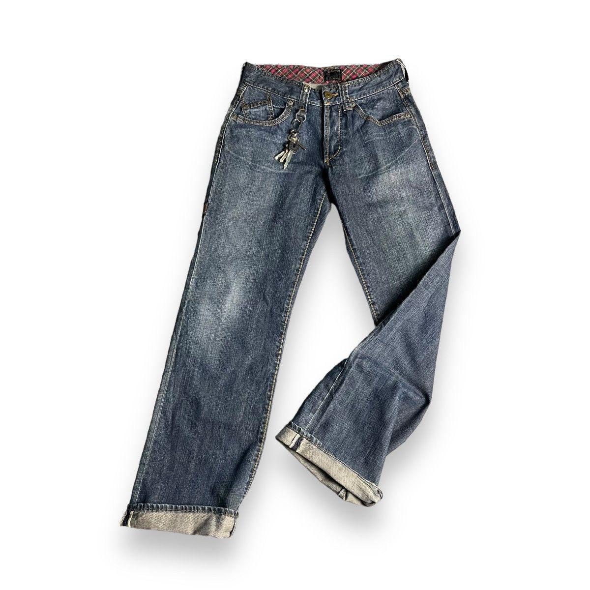 Hysteric Glamour VINTAGE MISS SIXTY LEATHER PILE WASHED DENIM PANTS Size 28" / US 6 / IT 42 - 6 Thumbnail