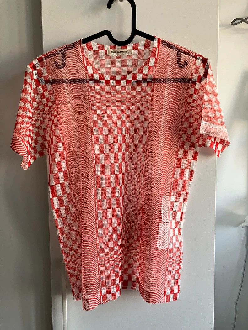Comme des Garcons Comme Des Garcons Red See-Through Gauze Checkerboard Short Size S / US 4 / IT 40 - 1 Thumbnail