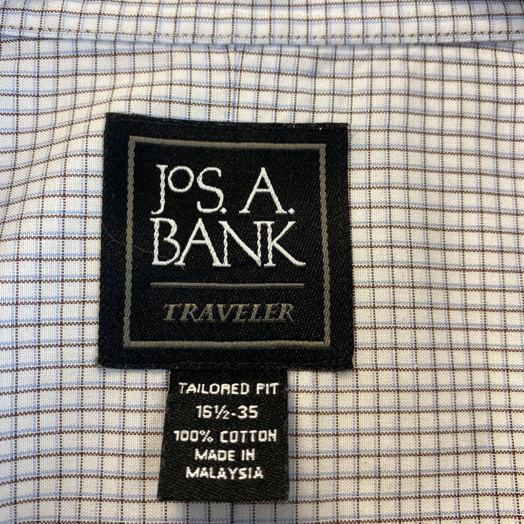 Jos. A. Bank Jos. A. Bank Men's Dress Shirt Cotton Plaid Long Sleeve Regular 16.5 Beige Gray Business Casual Size US L / EU 52-54 / 3 - 7 Thumbnail
