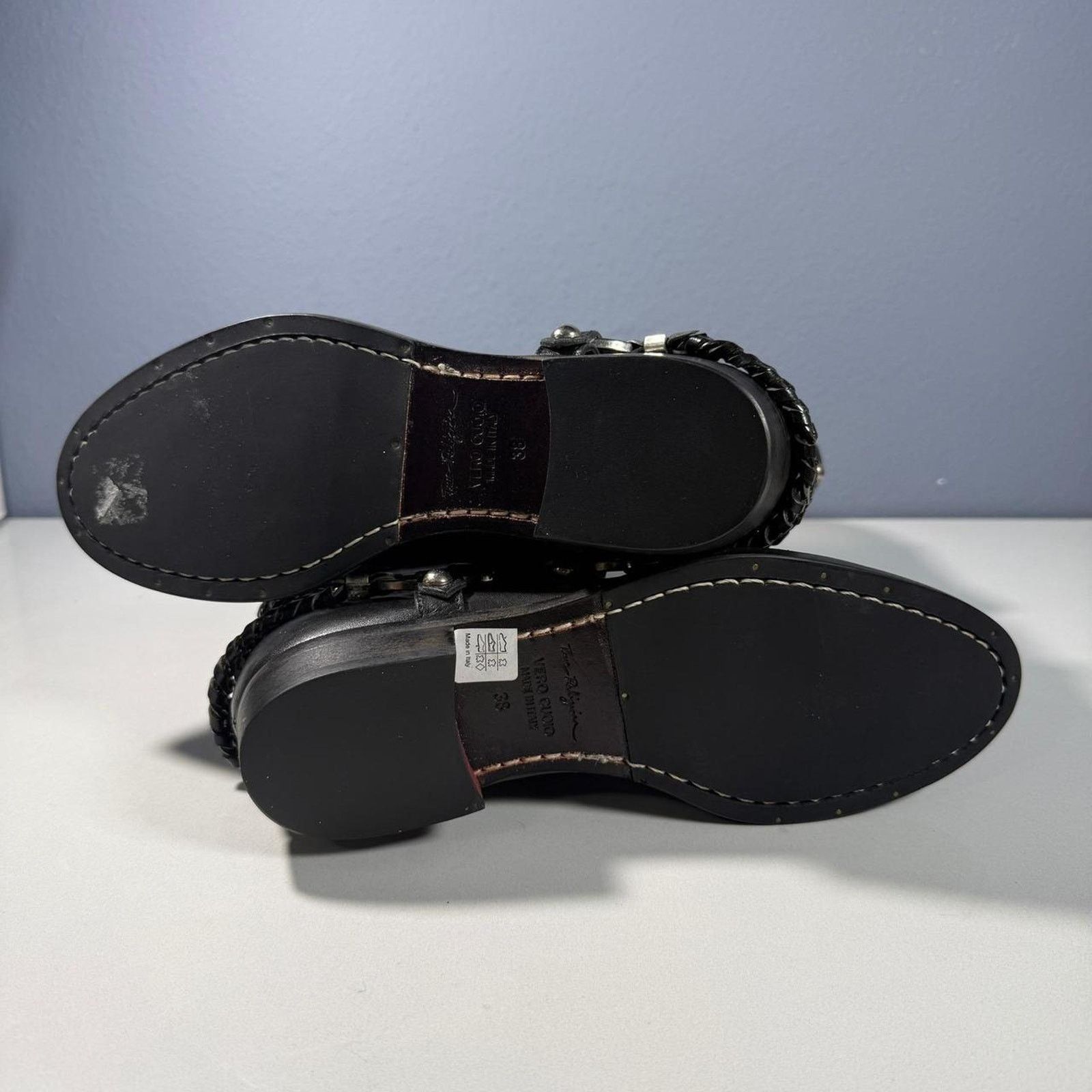True Religion True Religion Black Leather Harness Chain Boots Size US 7.5 / IT 37.5 - 6 Thumbnail