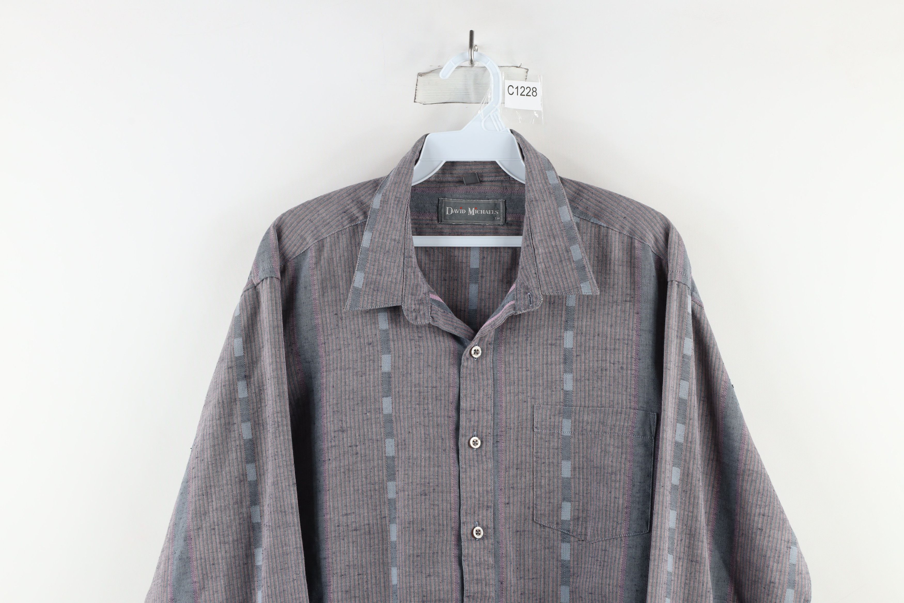 Vintage Vintage 90s Streetwear Block Collared Button Shirt Pink Size US XL / EU 56 / 4 - 2 Thumbnail