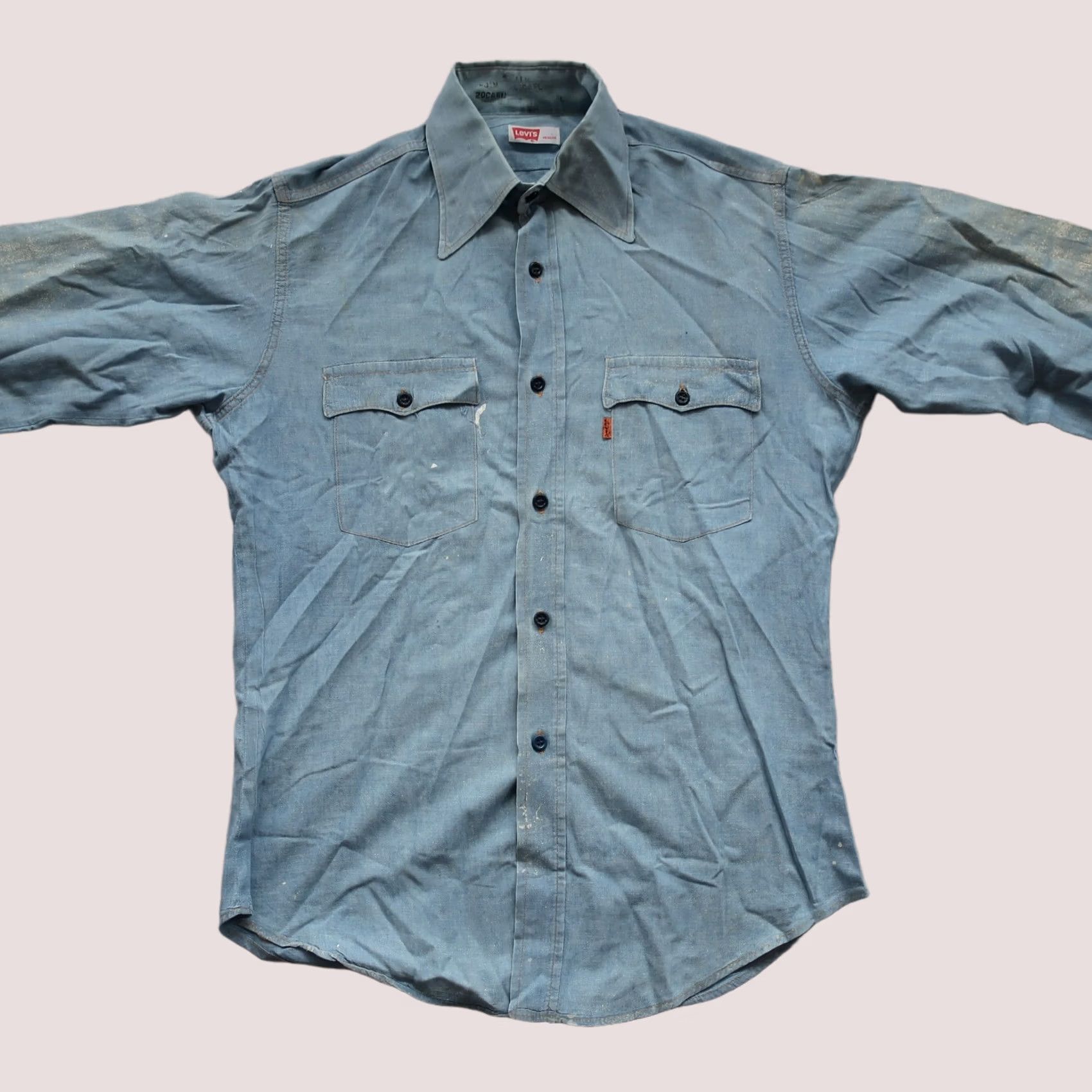 Levi's Vintage Levis Western Shirt M Light Blue 70s Orange Tab - Pre-owned Patina Mens Size US M / EU 48-50 / 2 - 1 Thumbnail