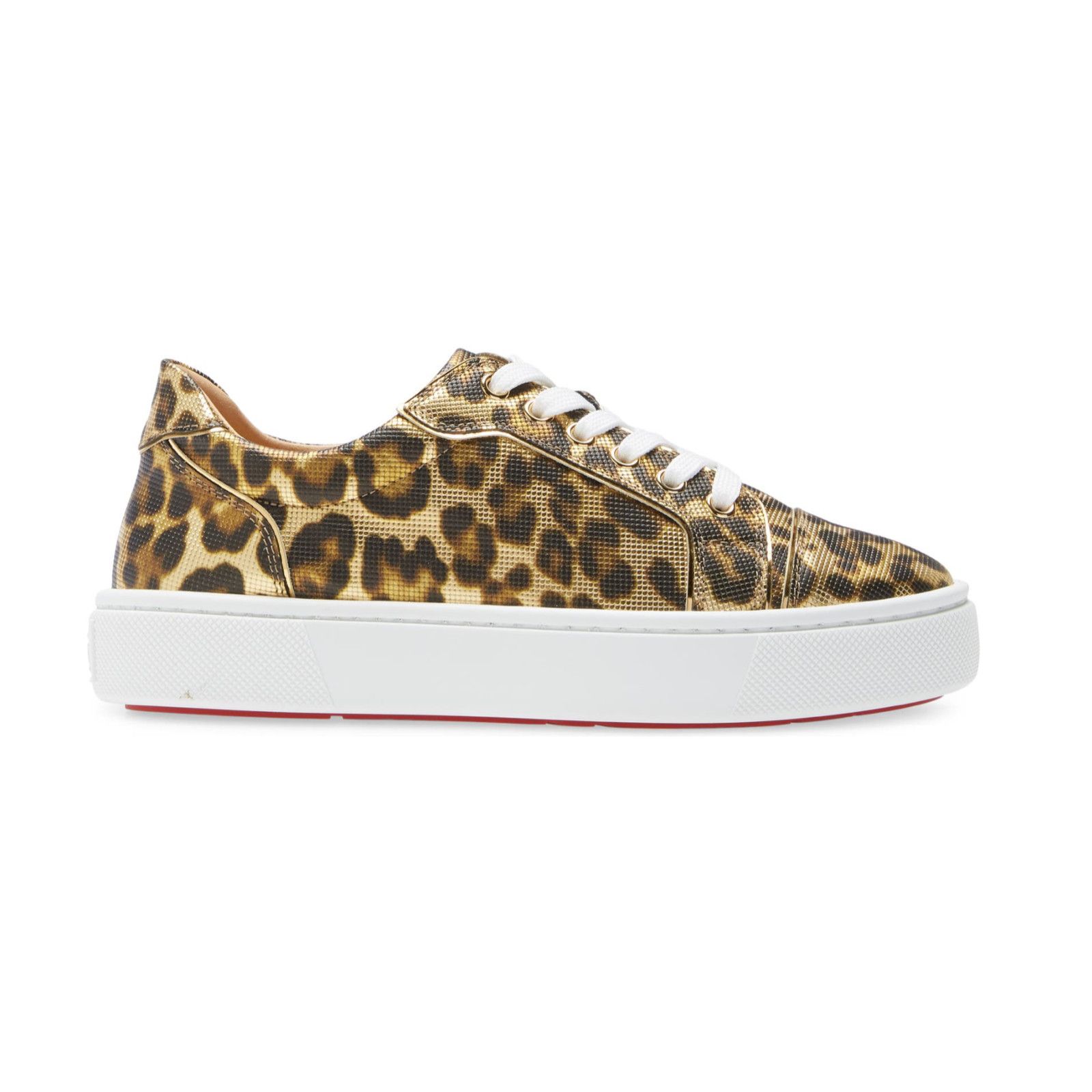 Christian Louboutin Vieirissima Flat Gold Leopard Lace Up Tie Low Top Sneaker 36 Size US 6 / IT 36 - 3 Thumbnail