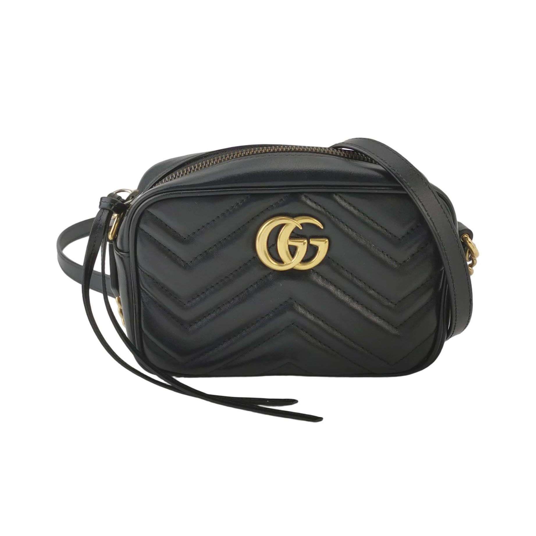 Gucci Gucci GG Marmont Black Leather Quilted Camera Bag Size ONE SIZE - 1 Thumbnail