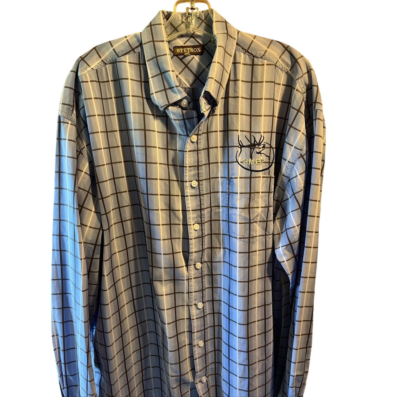 Stetson Stetson Men’s XXL Blue Plaid Long Sleeve Button Cotton Shirt Size US XXL / EU 58 / 5 - 1 Thumbnail