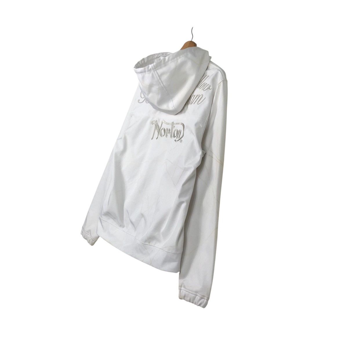 Japanese Brand Rich White Zipper Jacket Hoodie Norton Big Logo Embroidered Size US L / EU 52-54 / 3 - 12 Thumbnail