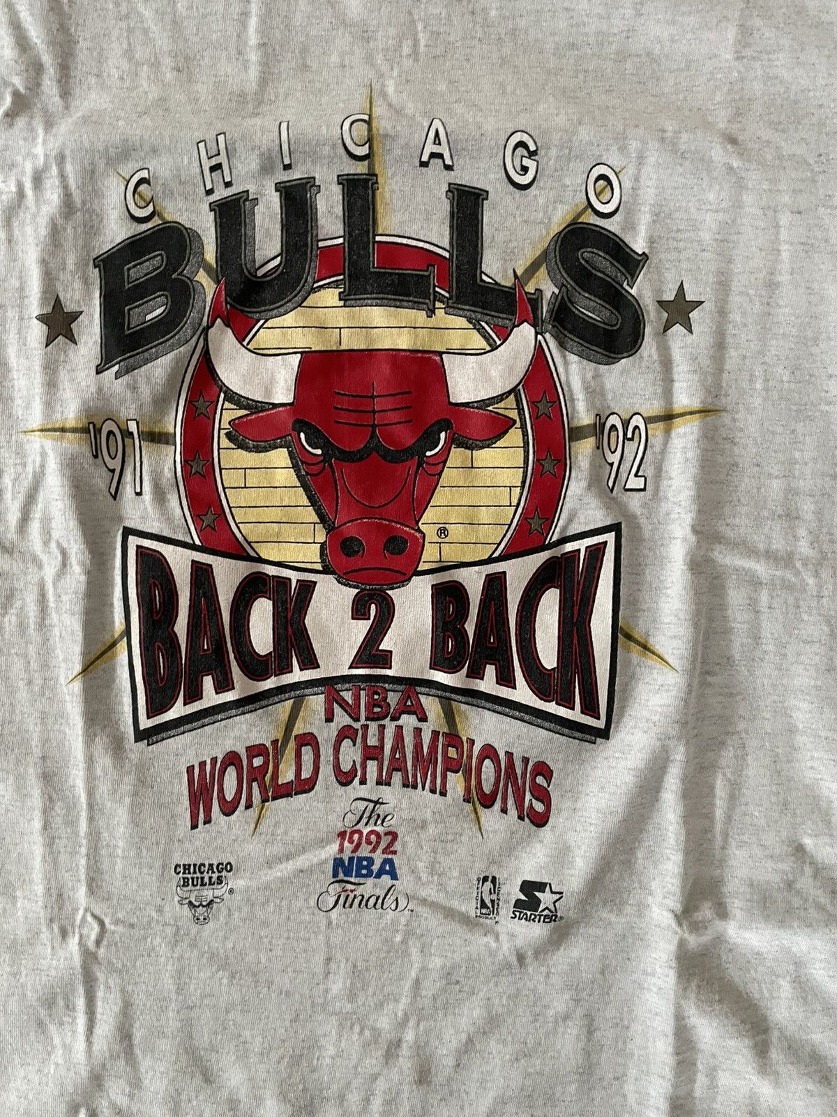 NBA × Starter × Vintage Vintage 1992 Starter Chicago Bulls "B2B" Championship Tee Size US L / EU 52-54 / 3 - 4 Thumbnail