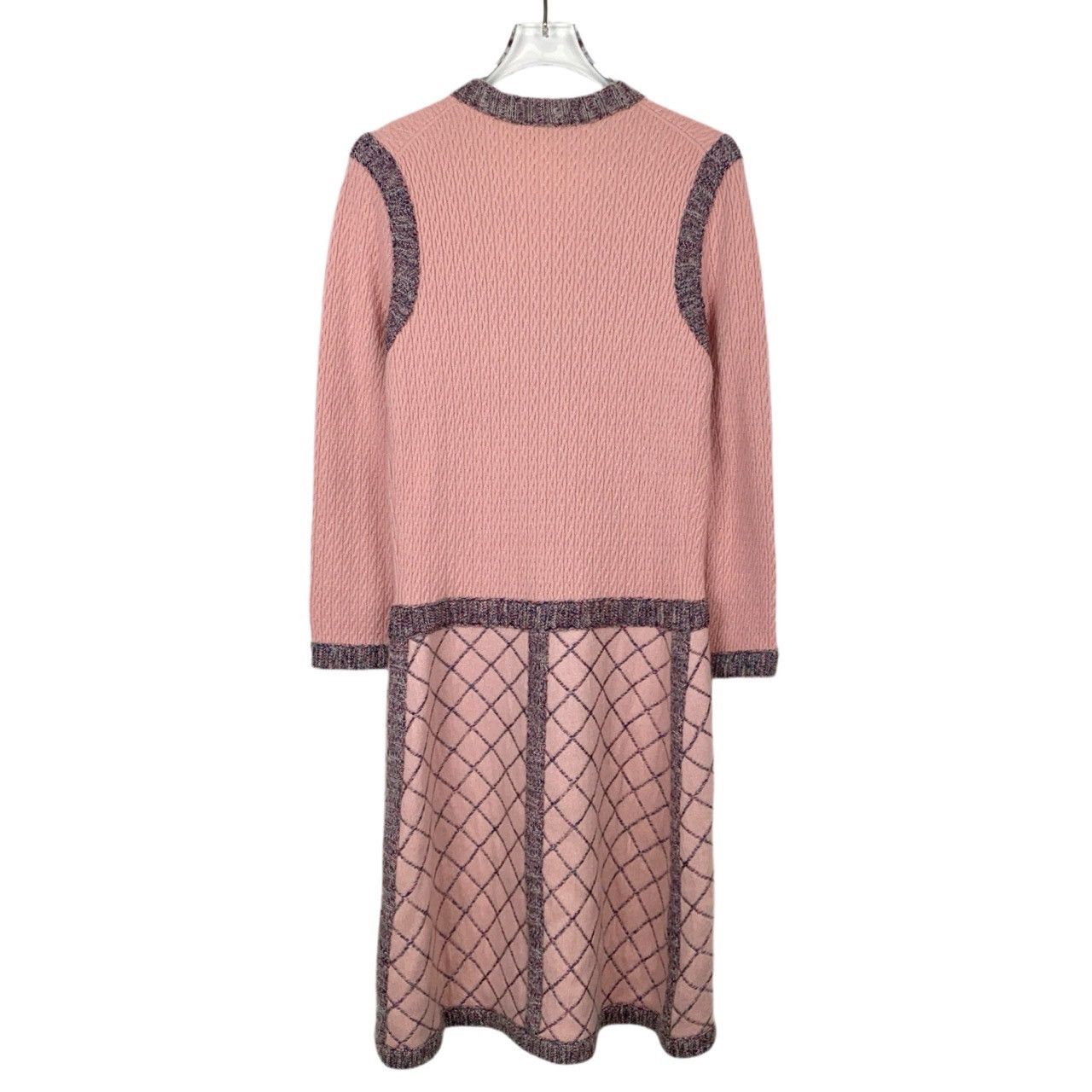 Chanel Chanel V-neck Pink Cashmere Silk Blend Knitted Dress K26WX Size S / US 4 / IT 40 - 2 Thumbnail