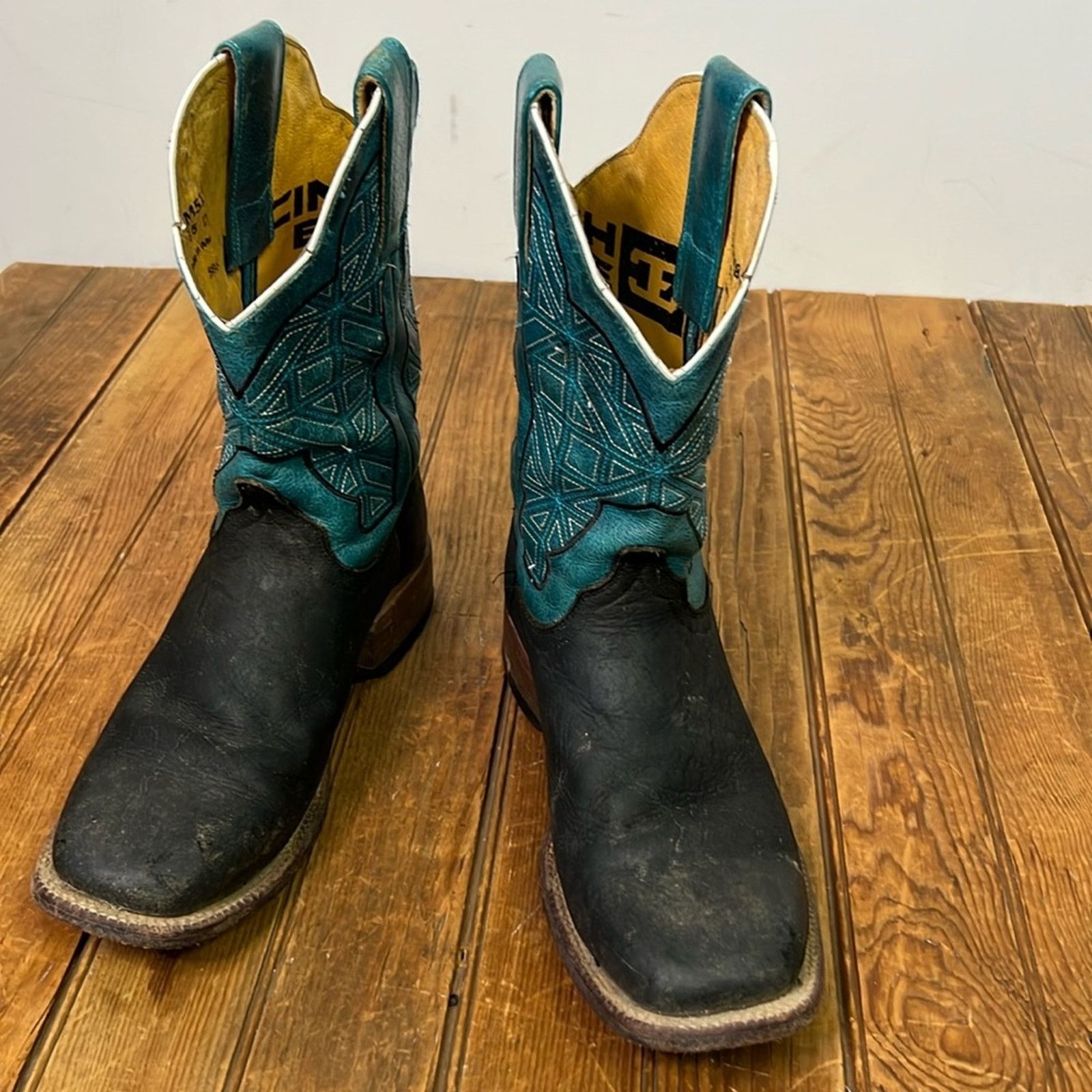 CINCH Mens Cinch Edge great handmade cowboy boots teal black Size US 6.5 / EU 39-40 - 2 Thumbnail