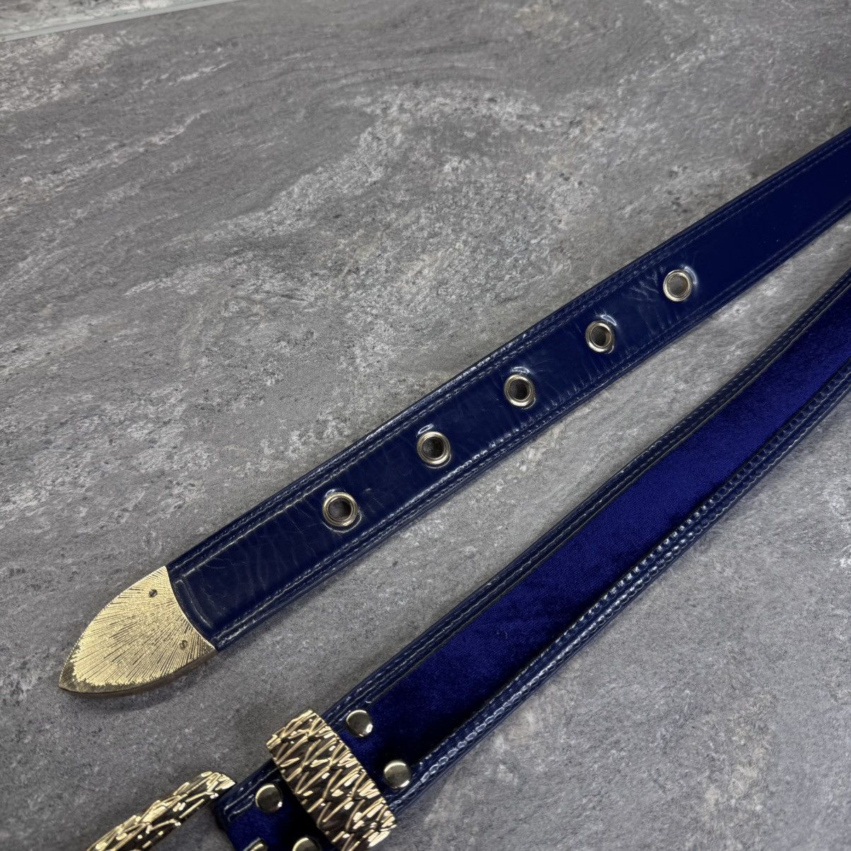Japanese Brand Vintage Belt BB Simon style metal logo y2k velour Size ONE SIZE - 3 Thumbnail