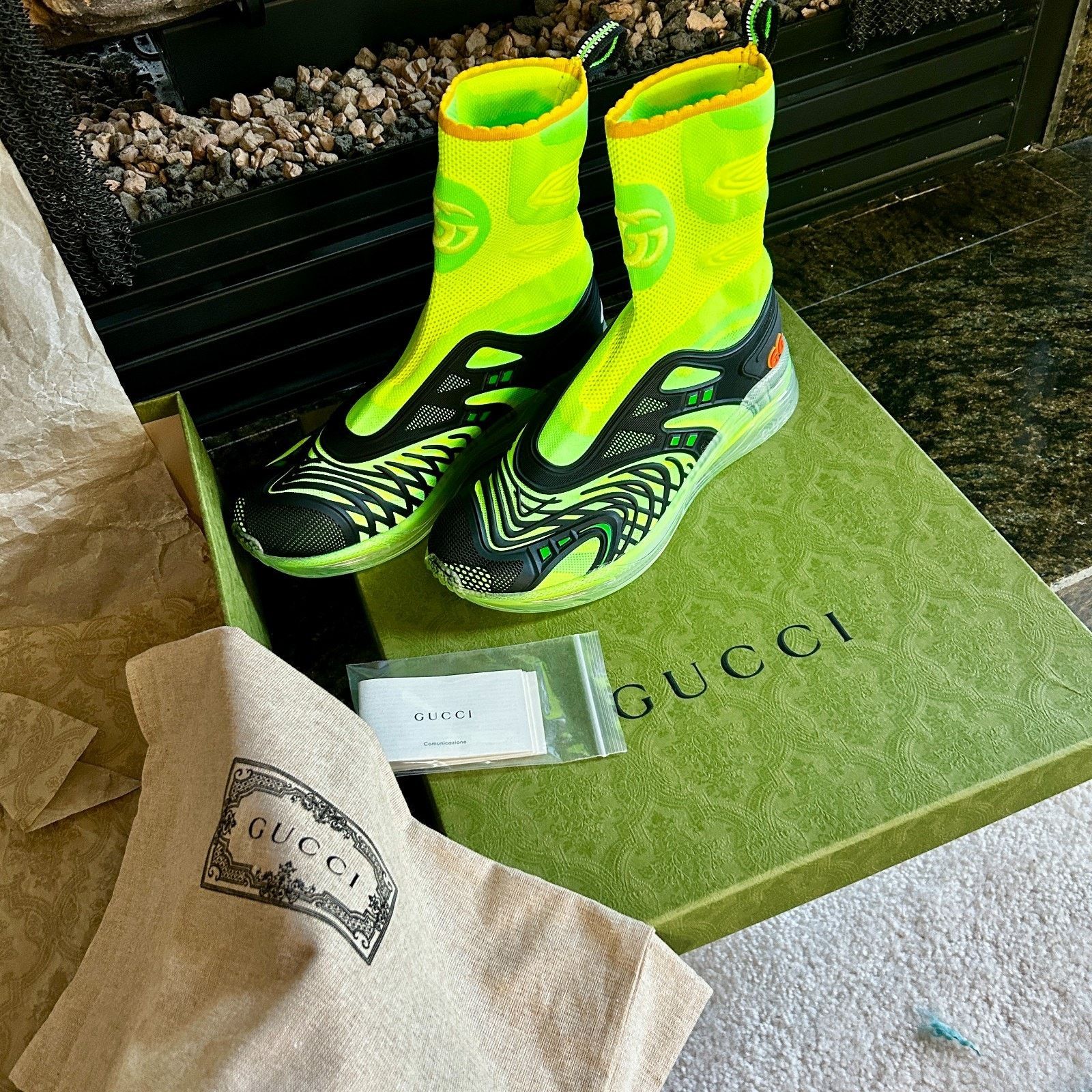 Gucci Auth GUCCI Ultrapace R Mid-Top Neon Reflective Sock Sneakers Size US 7 / EU 40 - 2 Thumbnail