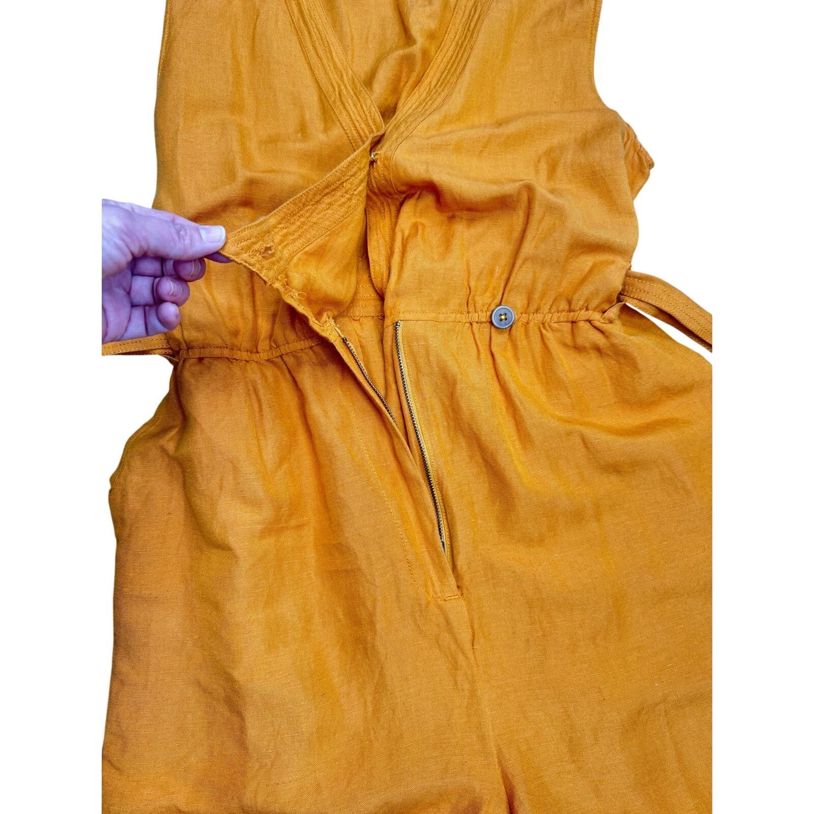 Anthropologie Anthropologie Maeve Luana Romper Size 14 Mustard Yellow Size 36" / US 14 / IT 50 - 8 Thumbnail