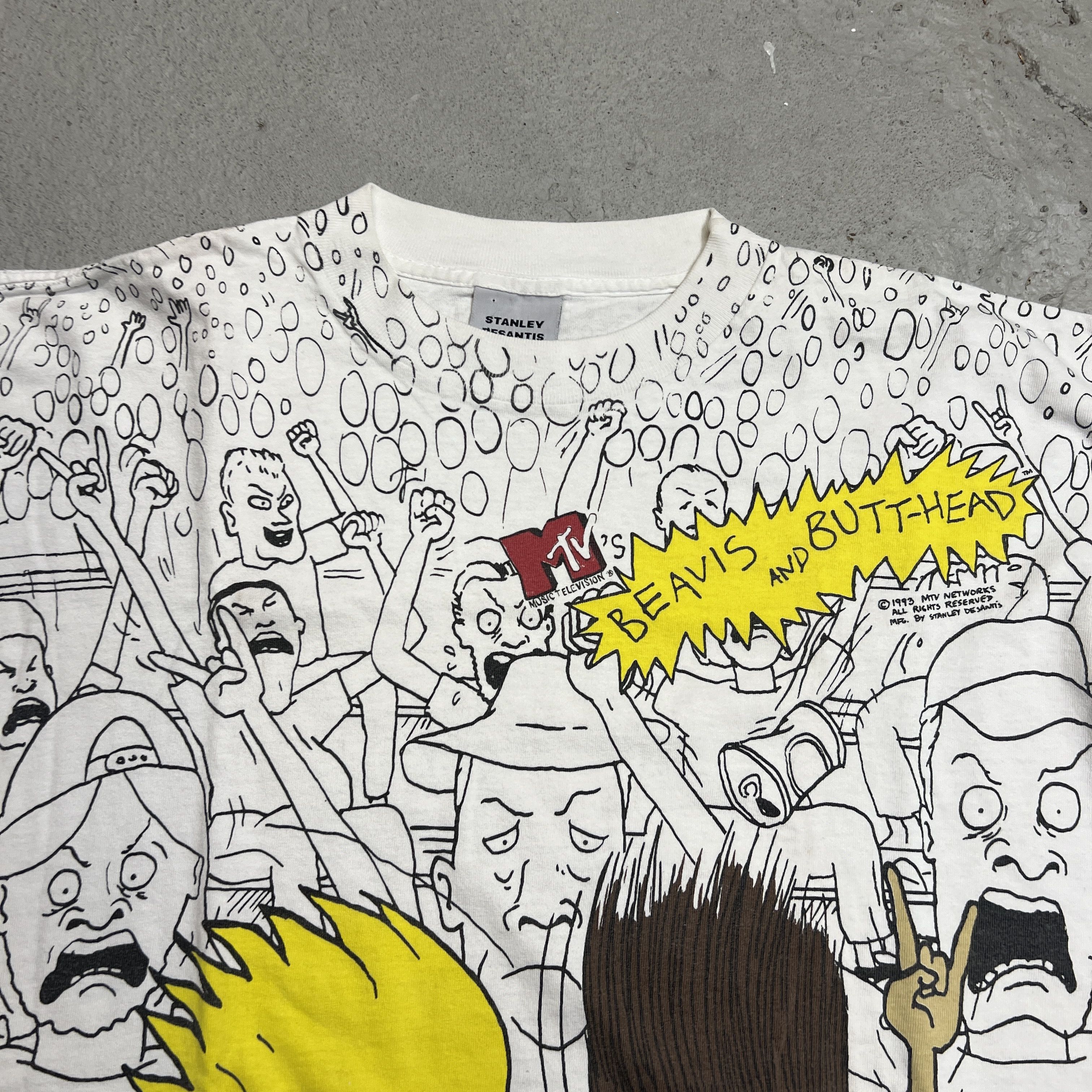 Mtv × Vintage 1993 Beavis and Butthead Full Print Concert Tee Size US XL / EU 56 / 4 - 5 Thumbnail