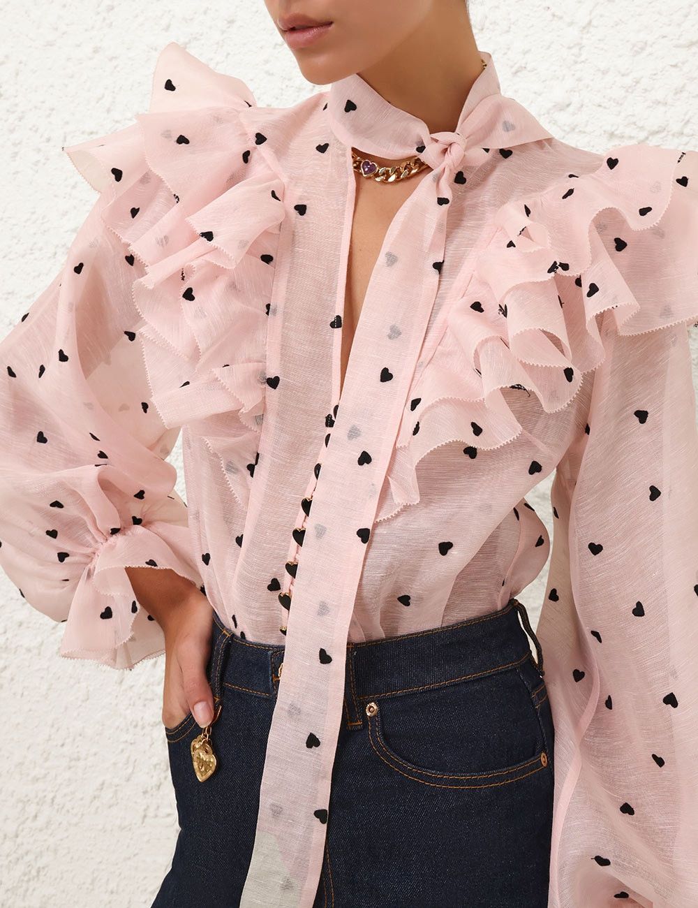 Zimmermann oc11z0925 Crush Embroidered Blouse in Pink Size M / US 6-8 / IT 42-44 - 5 Thumbnail
