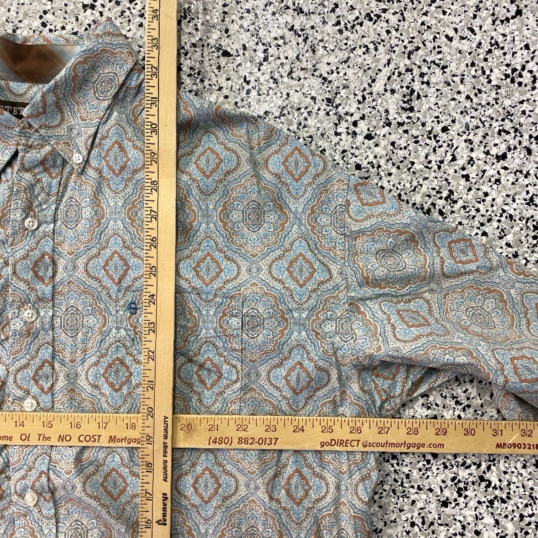 Stetson Stetson Shirt Mens 2XL Brown Button-Down Paisley Western Casual Long Sleeve Cotton Core Accent Pockets Size US XXL / EU 58 / 5 - 3 Thumbnail