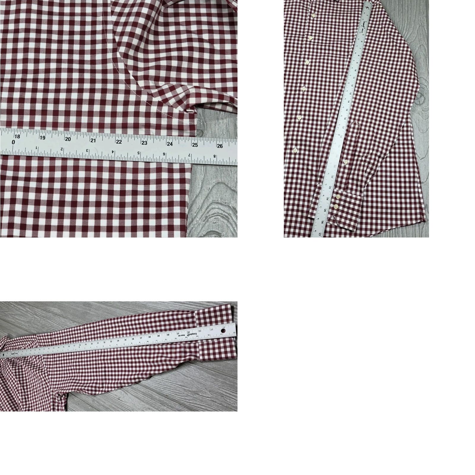 Brooks Brothers Brooks Brothers Dress Shirt Maroon White Long Sleeve - 17-36 Gingham Men Regular Button Up Shirt Size 46R - 9 Thumbnail