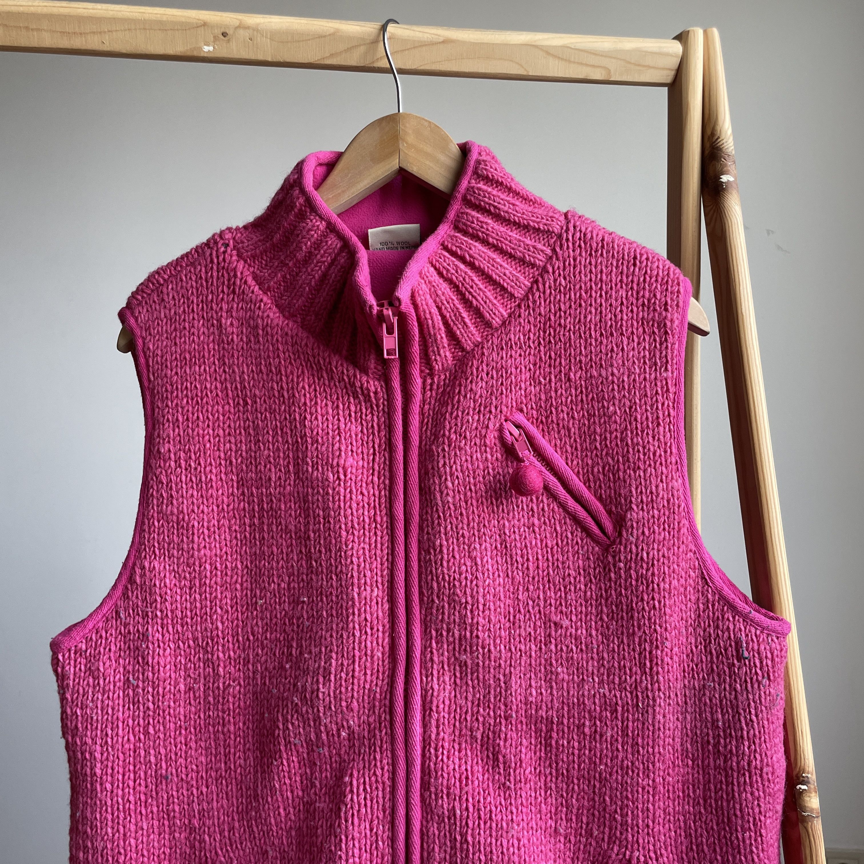 Handmade Pachamama Hand Made Nepal Womens Fleece Lined Wool Vest Size L / US 10 / IT 46 - 4 Thumbnail