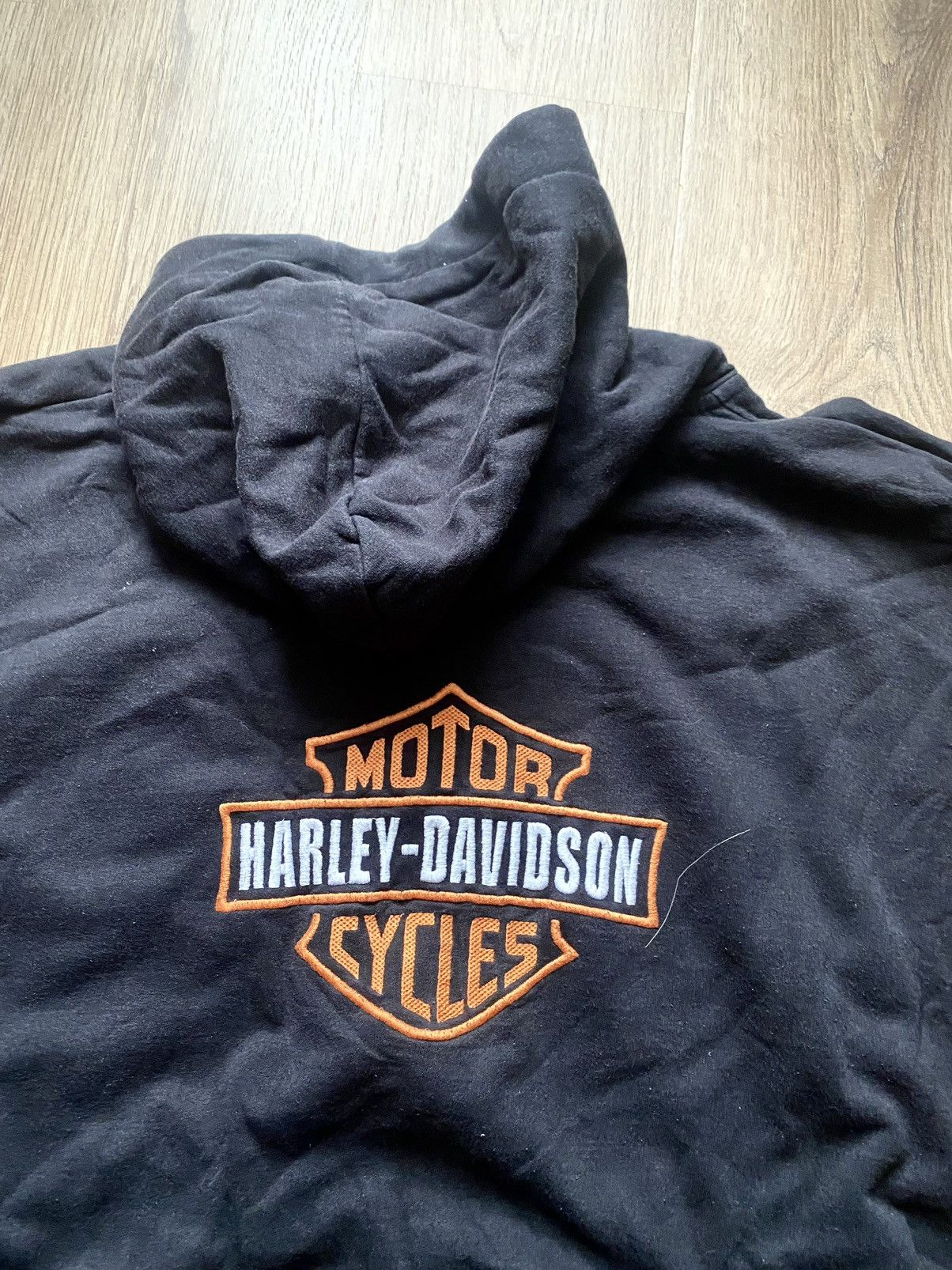 Harley Davidson × Vintage Crazy Vintage Y2K Harley Davidson Big Sleeve Zip Up Hoodie Size US XL / EU 56 / 4 - 4 Thumbnail