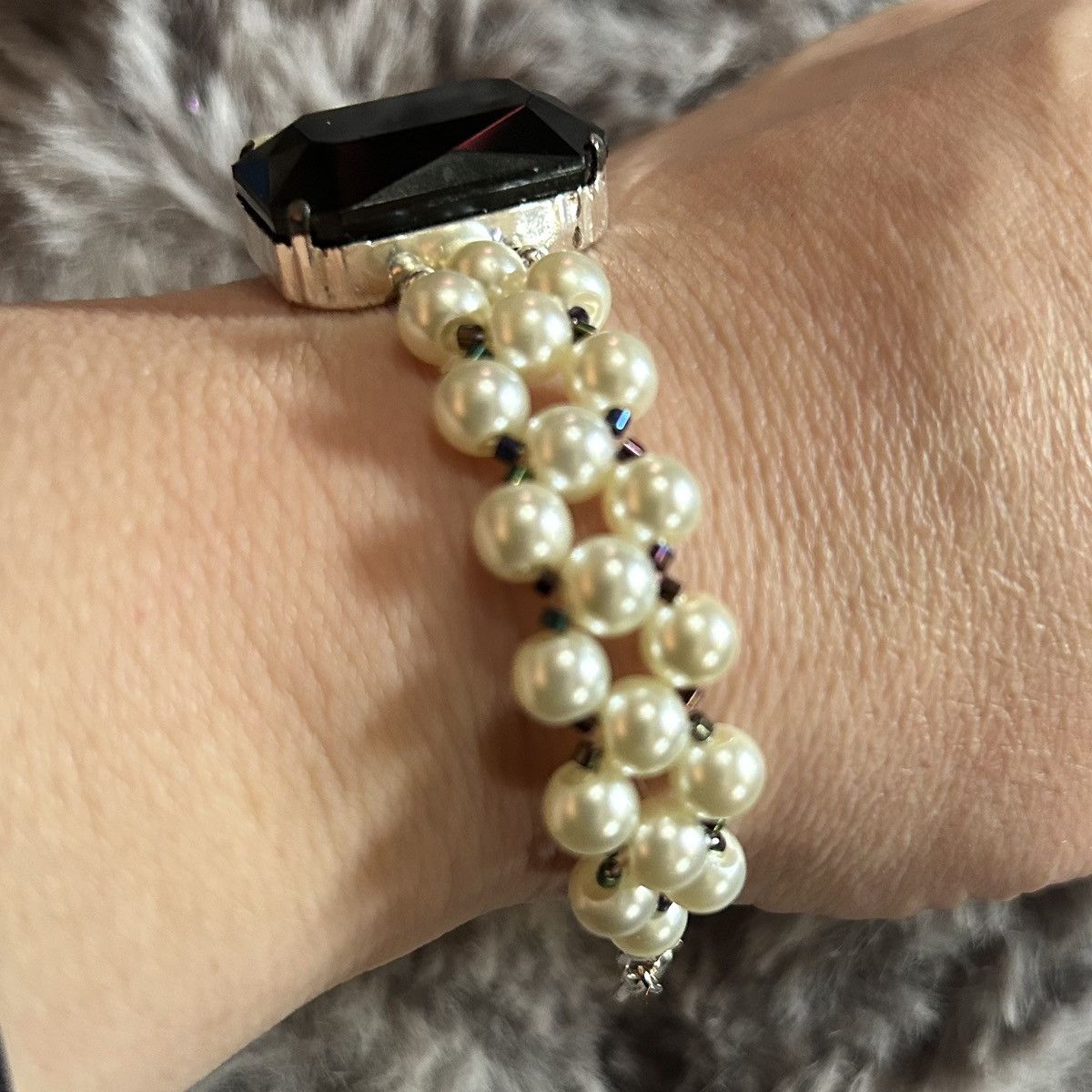 Handmade Handcrafted classic Czech glass pearl rainbow bracelet Size ONE SIZE - 2 Thumbnail