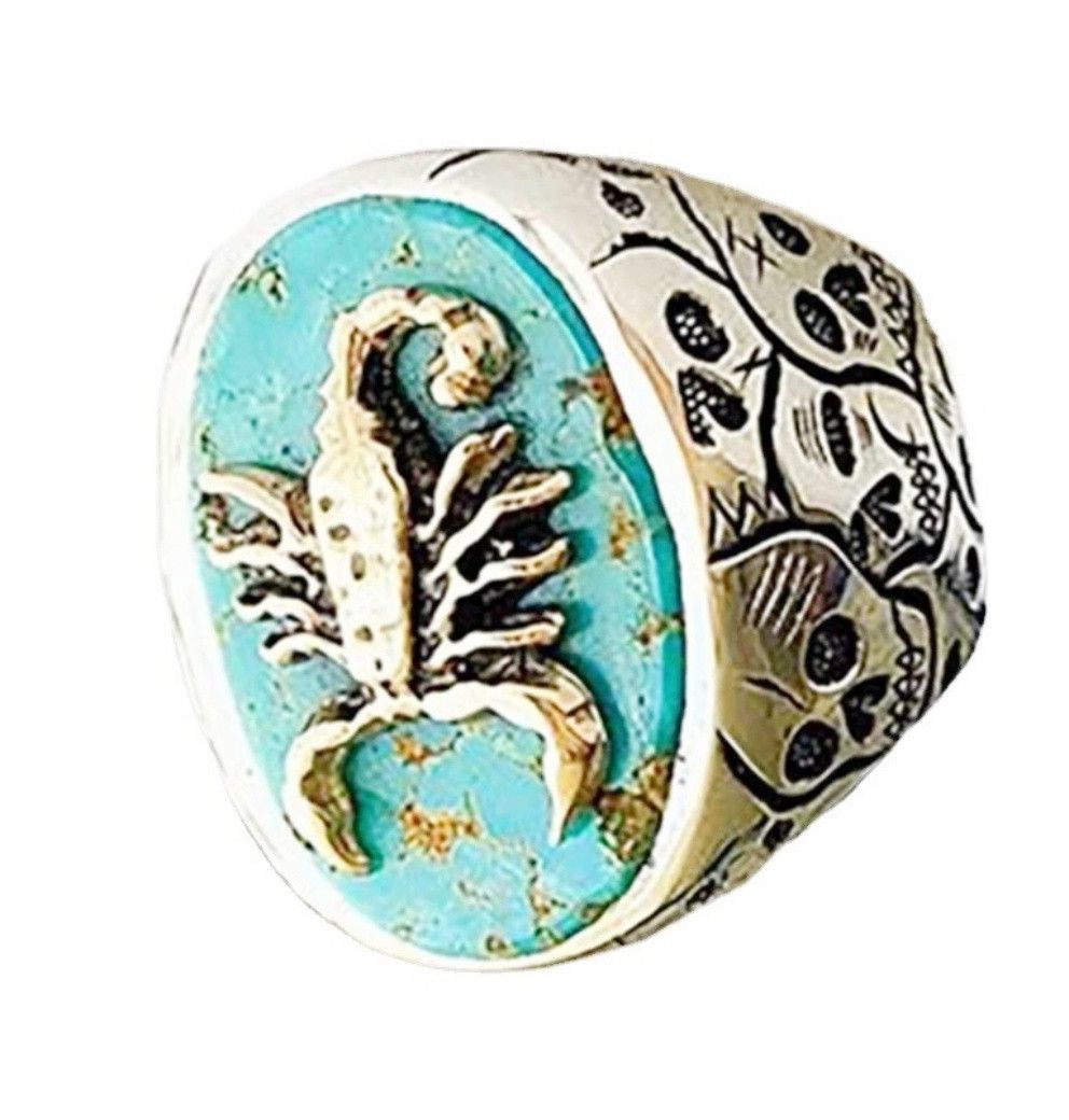 Handmade RINGS STAINLESS STEEL SCORPION TUQUOISE SIZES 12 & 13 Size ONE SIZE - 3 Thumbnail