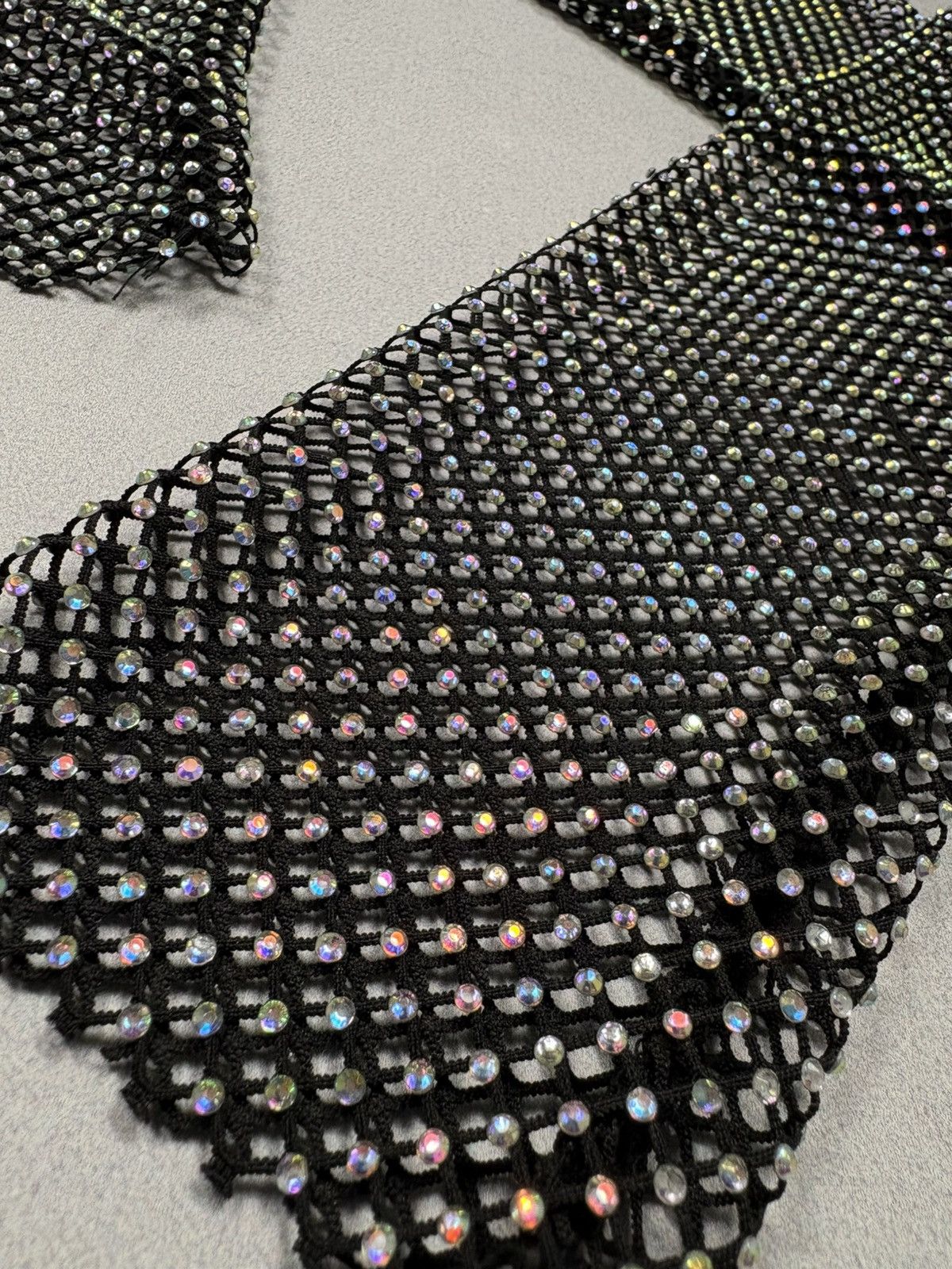 Vintage Rhinestone Fishnet Mesh Top Glitter Sheer Cyber Y2K 00s Rare Size M / US 6-8 / IT 42-44 - 6 Thumbnail