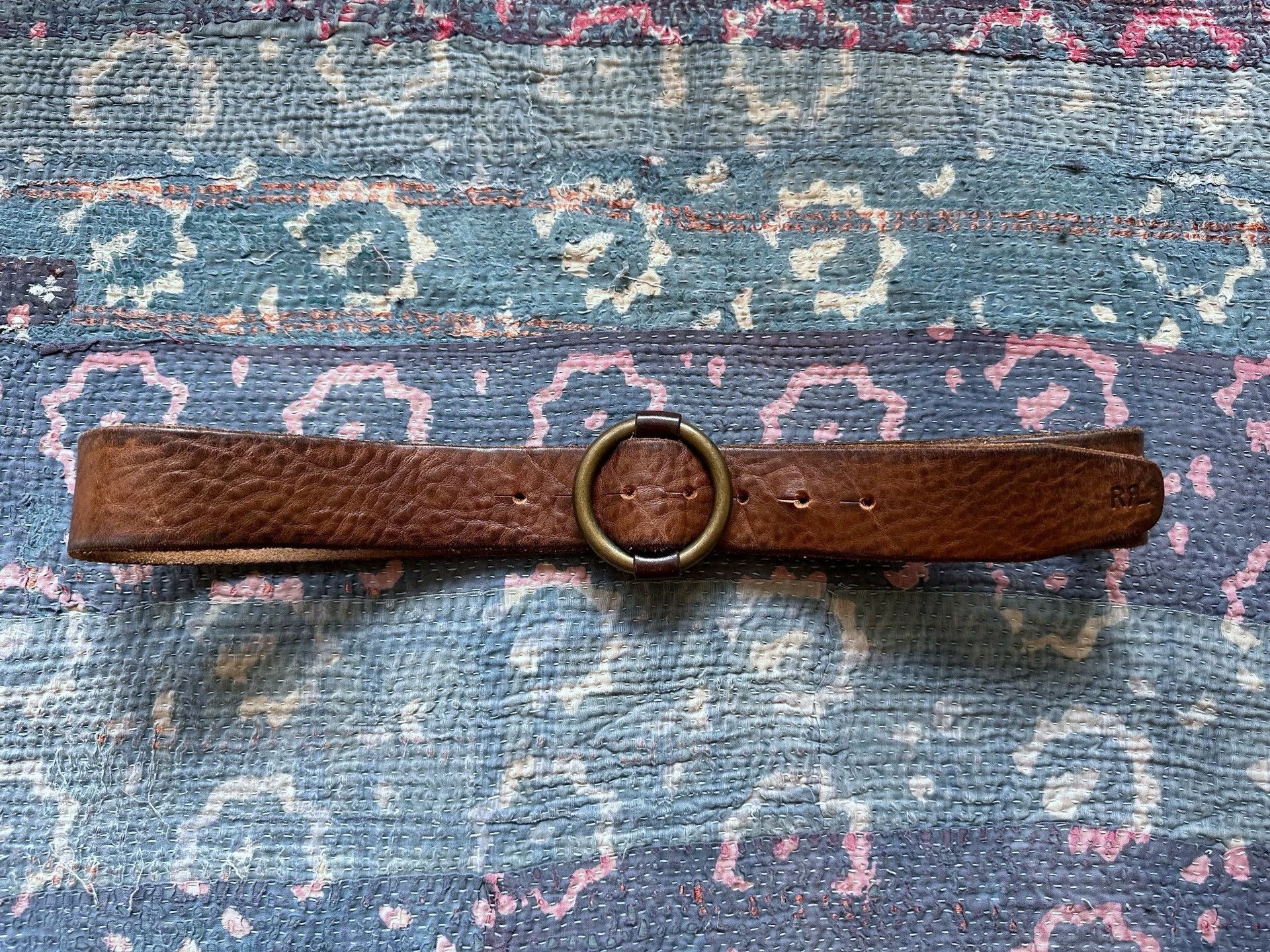 RRL Ralph Lauren rrl Made in Italy Round Buckle Belt 32 Waist 113cm Size ONE SIZE - 1 Thumbnail