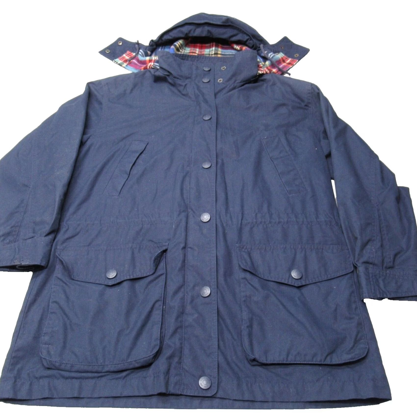 Eddie Bauer Eddie Bauer Parka Jacket Women Medium Blue Canvas Hooded Lined Wool Flannel Pocket Long Coat Size M / US 6-8 / IT 42-44 - 3 Thumbnail