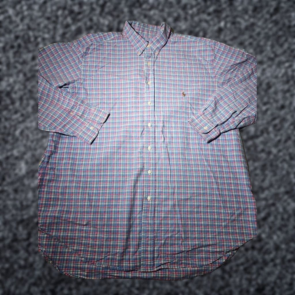 Polo Ralph Lauren Ralph Lauren Shirt Men XXLT 2XLT Blue Plaid Preppy Classic Fit Oxford Pony Shirt Size US XXL / EU 58 / 5 - 1 Thumbnail