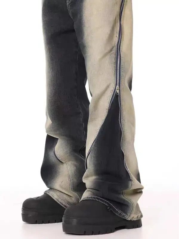 VIBE Retro washed old gradient RO style large zipper jeans Size US 30 / EU 46 - 8 Thumbnail