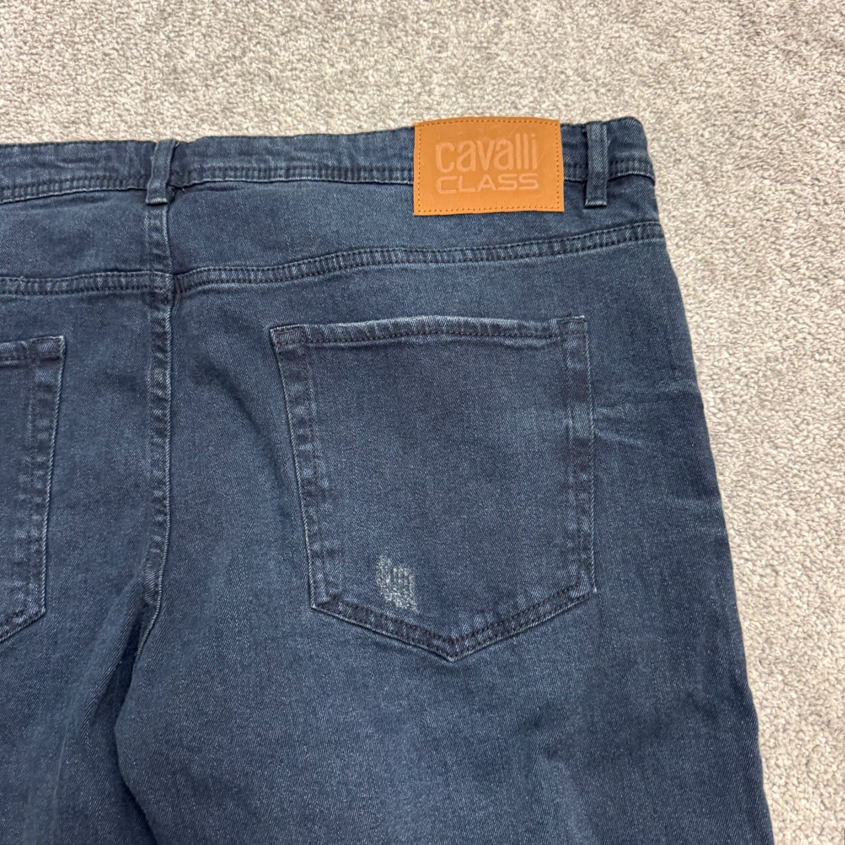 Cavalli Class Cavalli Class Jeans - Men - 40 - Distressed Straight Leg Denim - Blue Dark Wash - 5-Pocket - Regular Fit Size US 40 / EU 56 - 4 Thumbnail