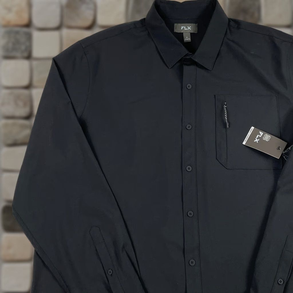 Vintage FLX Shirt Mens XL Black Long Sleeve Button-Up Fishing Stretch Technical Shirt Size US XL / EU 56 / 4 - 1 Thumbnail