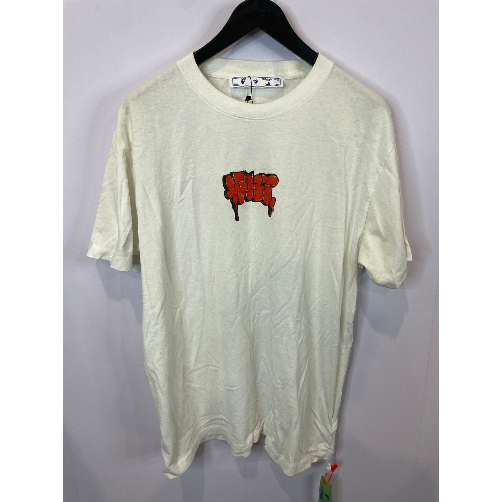 Off-White Tee White Red Spray Paint Used XL
