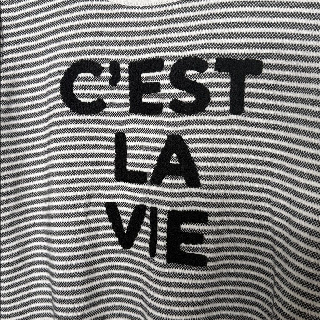 Karl Lagerfeld NWOT Karl Lagerfeld Paris striped C'est La Vie sweatshirt XL Size XL / US 12-14 / IT 48-50 - 2 Thumbnail