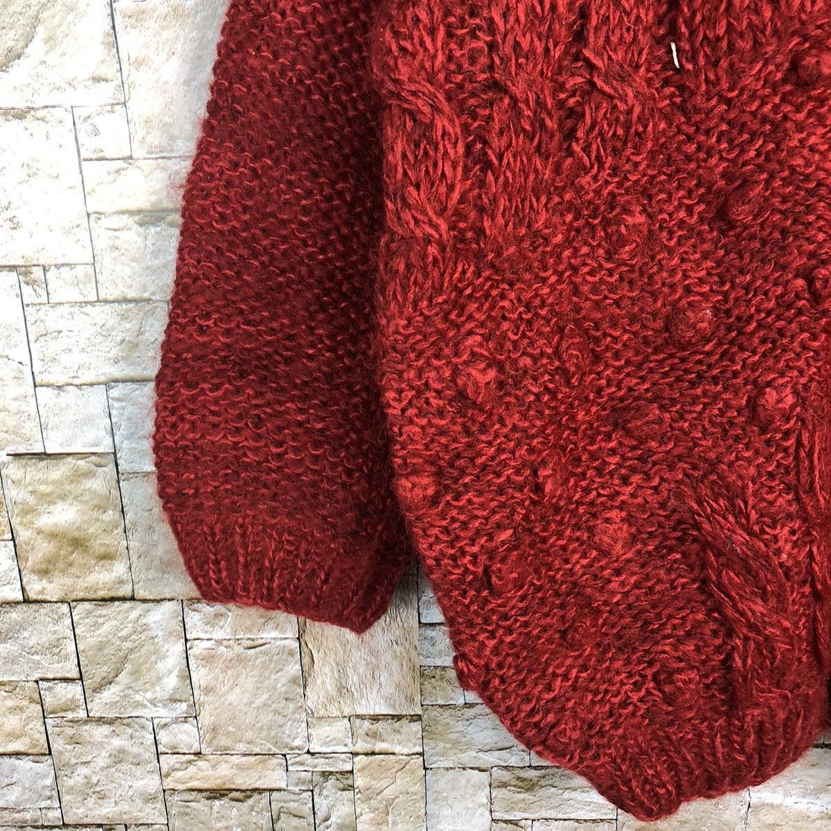 Japanese Brand Piele Red Patterned knitted Cardigan japan #A373 Size S / US 4 / IT 40 - 7 Thumbnail